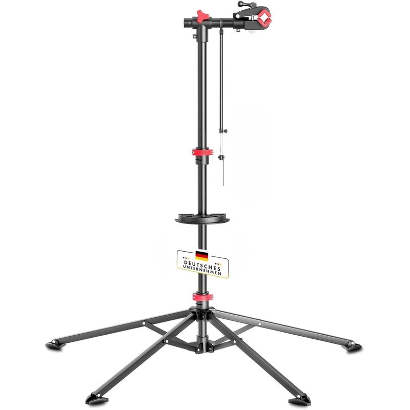 TEMU FLOORDIREKT Cavalletto per Montaggio Bici Lois - 128 X 128 X 113.5-193 Cm - Carico Massimo 30 Kg - Cavalletto Riparazione Professionale - con