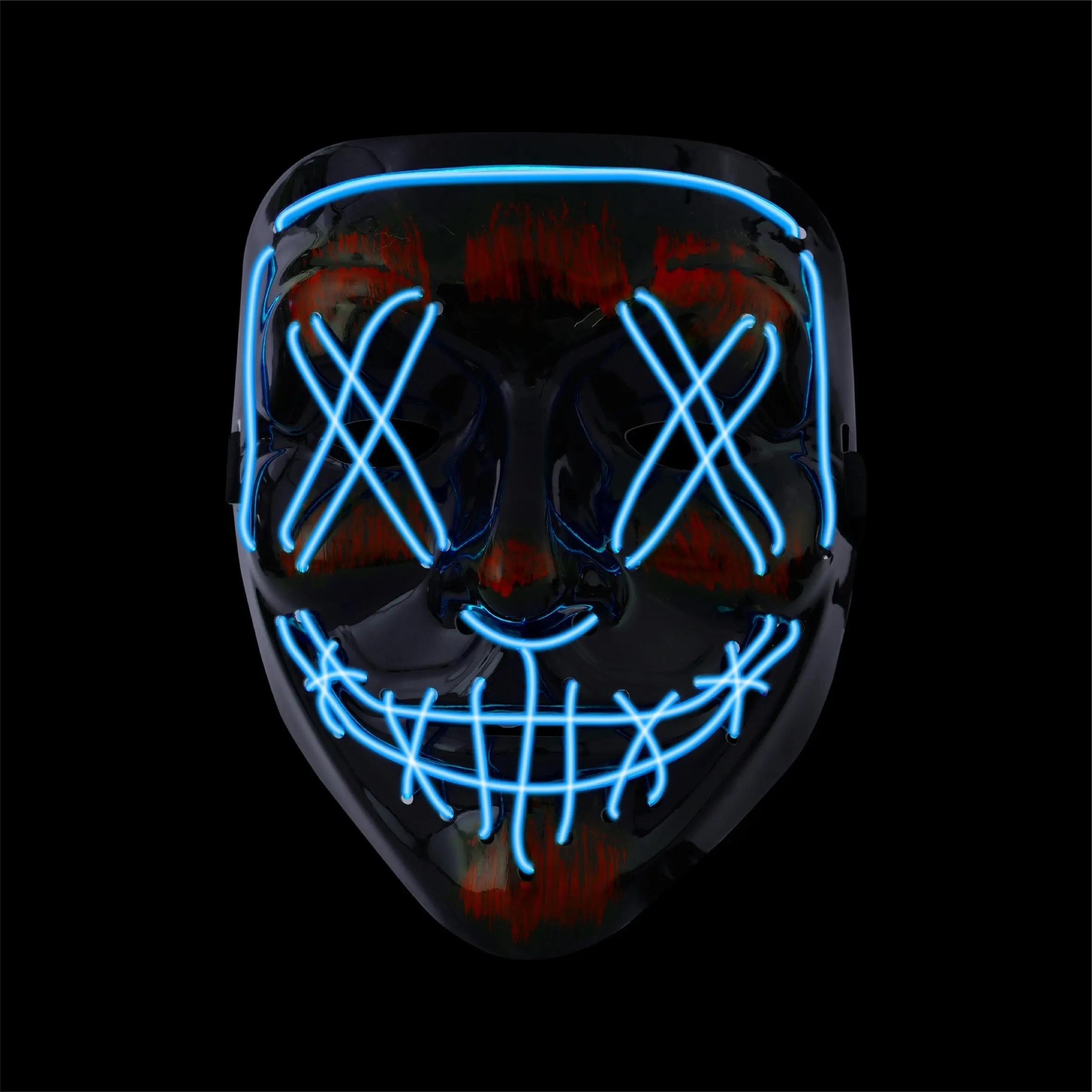 Image of Tk Led Halloween Mask In Purge Style, Blue – Glowing Costume Mask With Control For Men And Women For Halloween, Mardi Gras, And Carnival (led Blue)