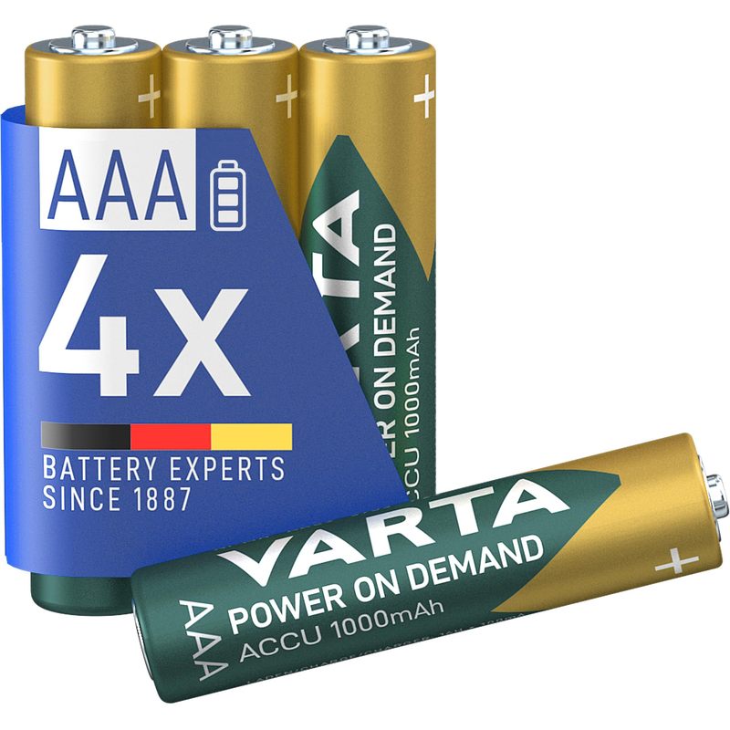 TEMU VARTA 4 Piles rechargeables AAA,, Recharge Accu Power, 1000 mAh Ni-MH, effet , préchargées, prêtes à l'emploi