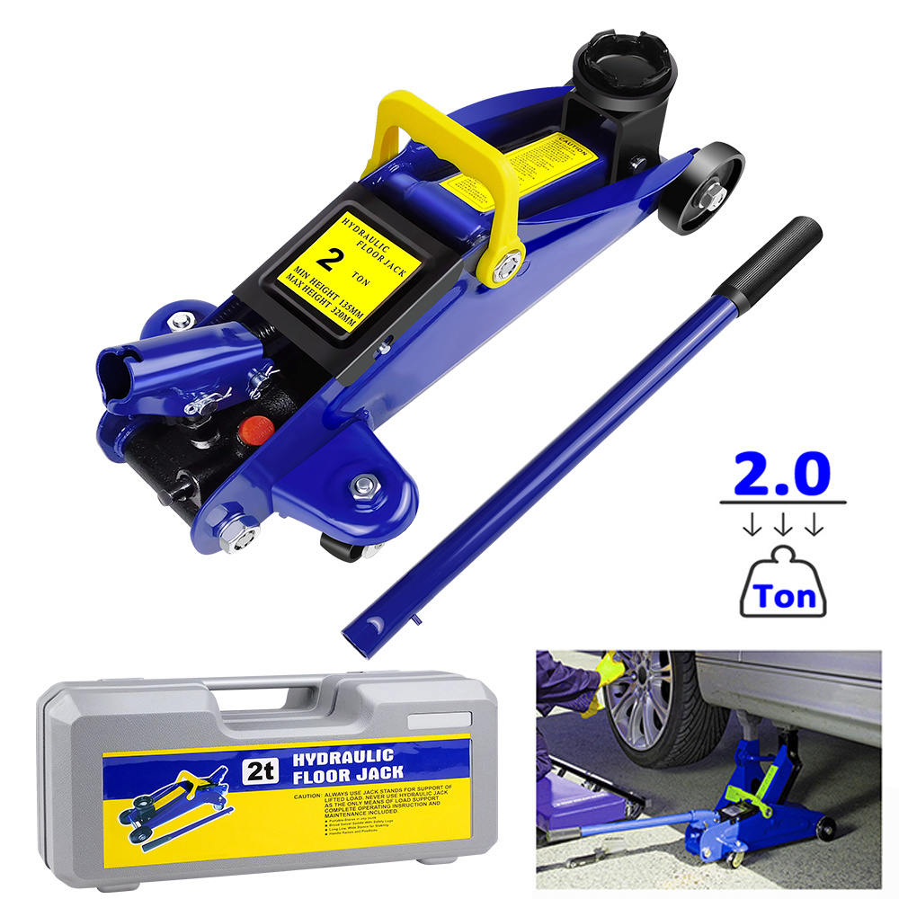 E-shop Hydraulischer Rangierwagenheber, 2 Tonnen Bodenheber, Wagenheber Hydraulisch 2T, Auto Ständer, Hubhöhe 135-320mm, Unterstellbock für KFZ,