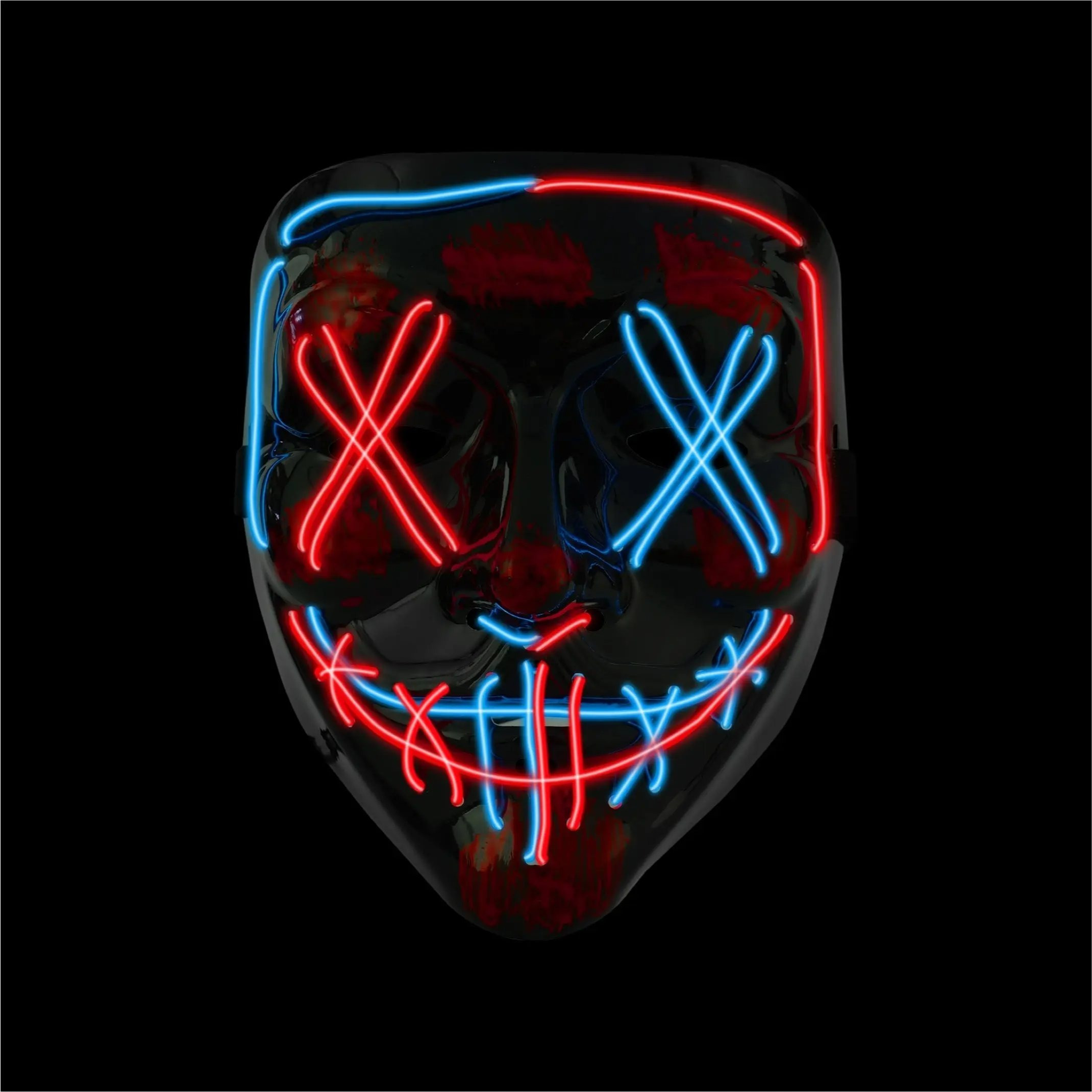 Image of Tk Led Halloween Mask In Purge Style Red/blue - Glowing Costume Mask With Control For Men And Women For Halloween, Carnival And Mardi Gras (led Red/blue)