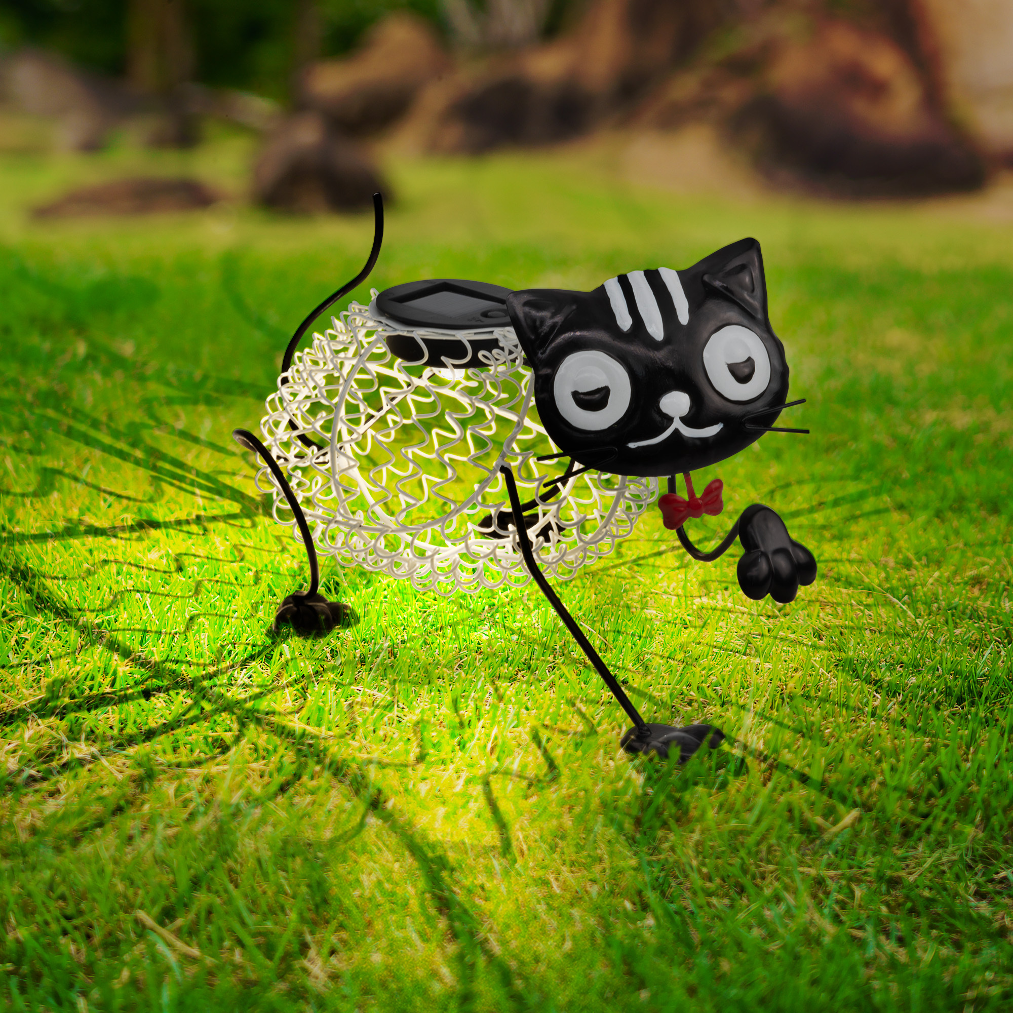 TEMU Globrite Metal Scroll Cat Solar Light | 3d Garden Ornaments Outdoor Light | Weatherproof Led Lamp | Garden Lights For Lawn, Patio, Yard Outdoor