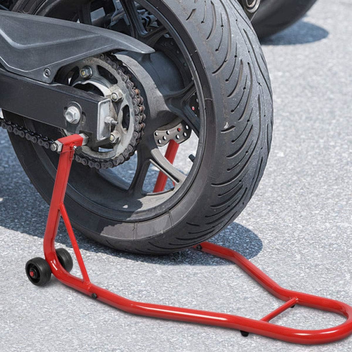 Image of Portable Steel Motorcycle Stand, Sport Bike Rear Wheel Lift, Reinforced Fork Swingarm Lift Stand, Versatile Paddock Stand