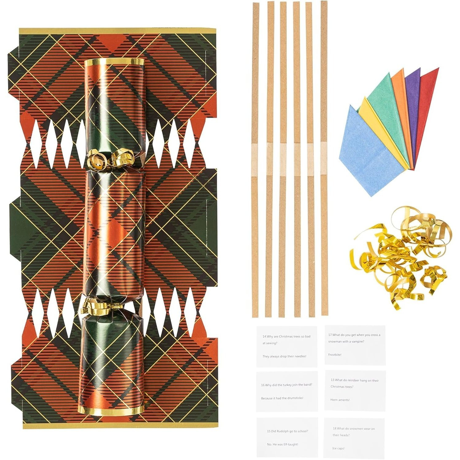 TEMU Evelay Make Your Own Christmas Cracker Kit – Pack Of 6 Festive Diy Crackers With Hats, Jokes & Ribbons – Add Your Own Gifts – Fun Family Craft