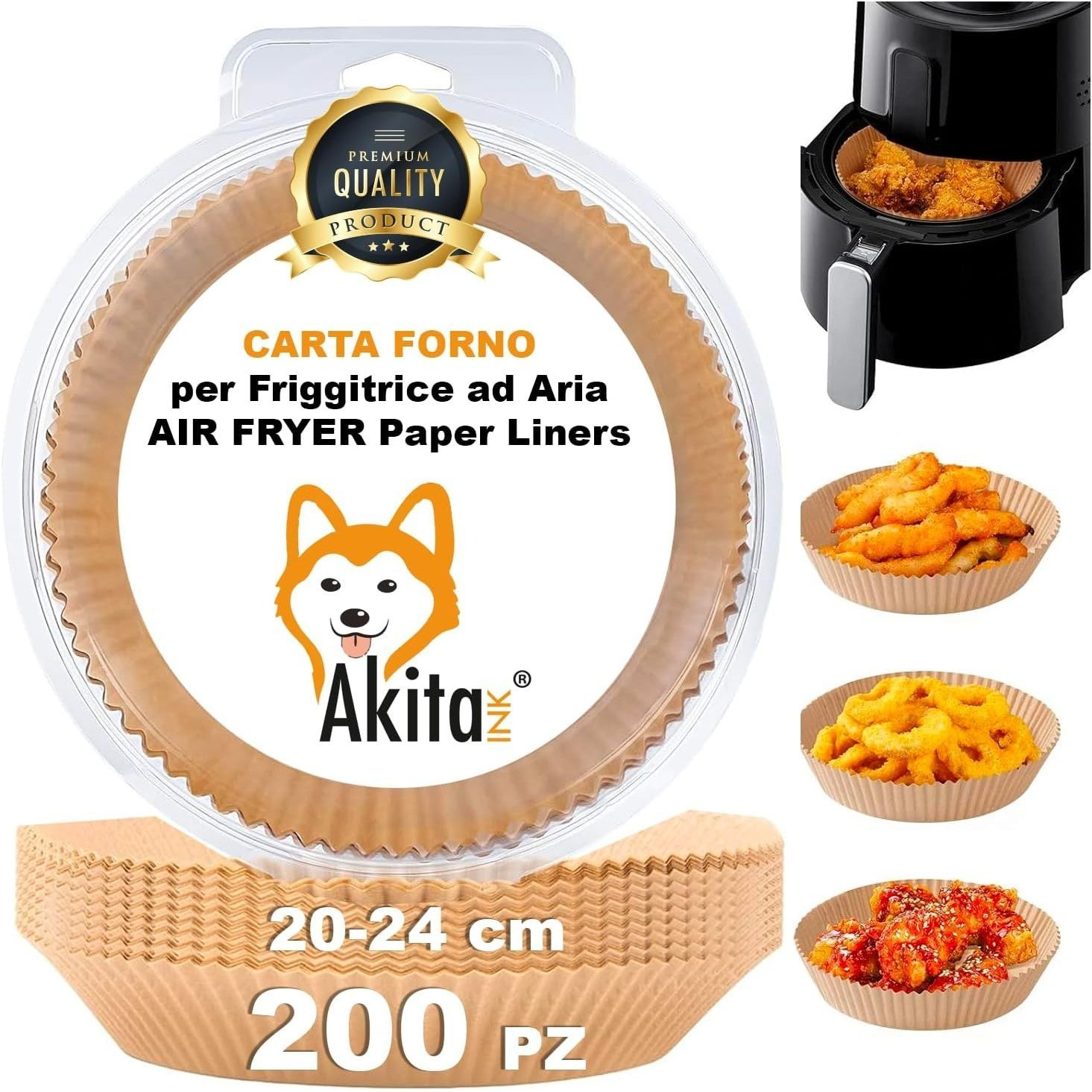 TEMU Akitaink per friggitrice ad aria 200 pezzi Food-Grade 20x24x4,5 cm Carta Air Fryer - cottura sana Carta Antiaderente Monouso - di Pulizia