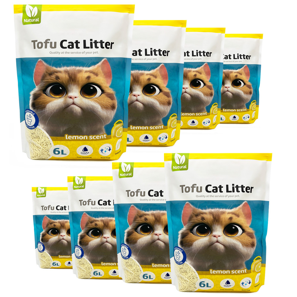 TEMU 8Pcs Arena Aglomerante para Gatos Arena de Tofu para Gatos sin Polvo Fácil de Aglomerar los Olores se Lanza en el Inodoro Sabor Lemon