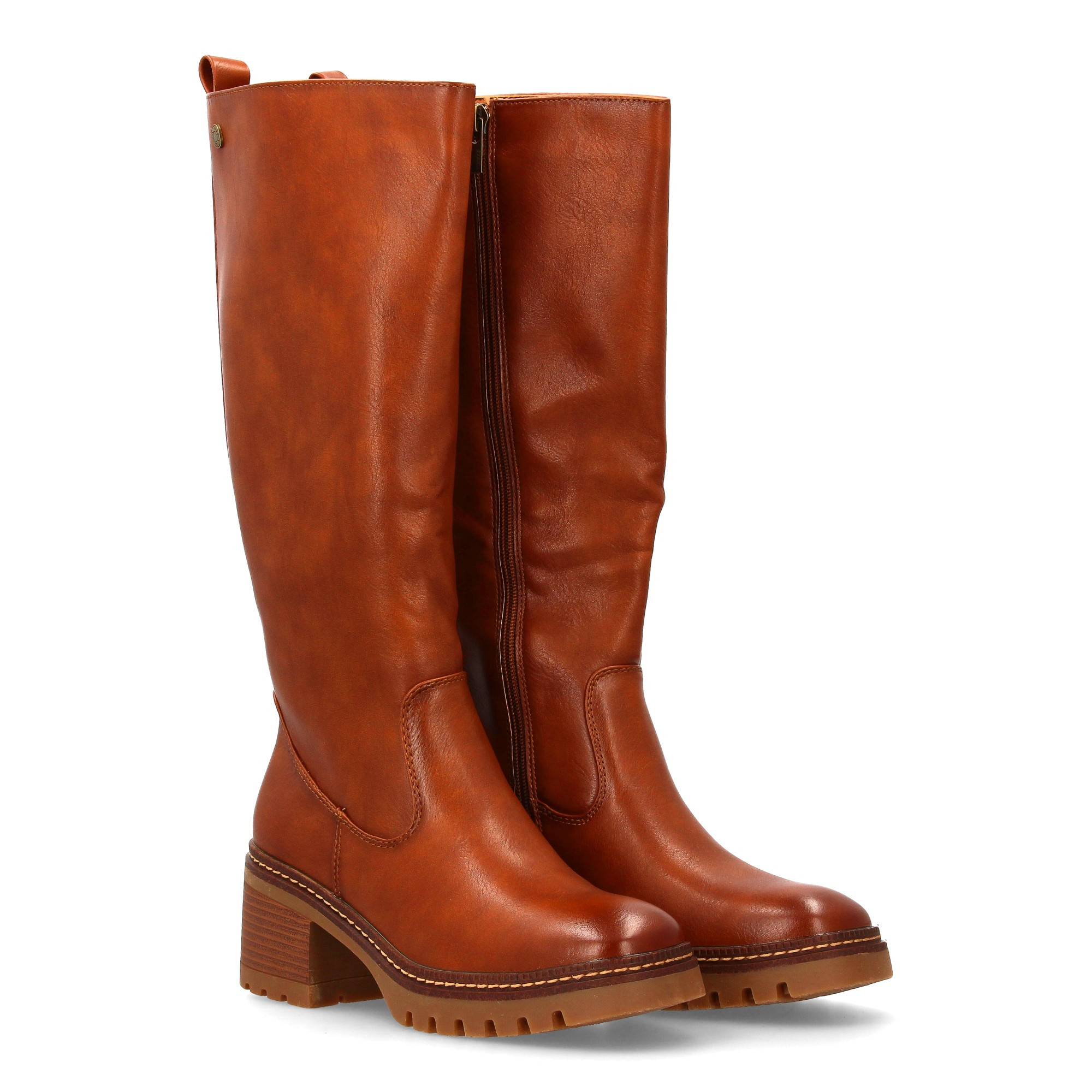 Image of High-heeled Cane For Women With Elegant Design. It Features A Wide Heel And Toothed Sole. Interior Zipper Closure Ideal For -winter Season.