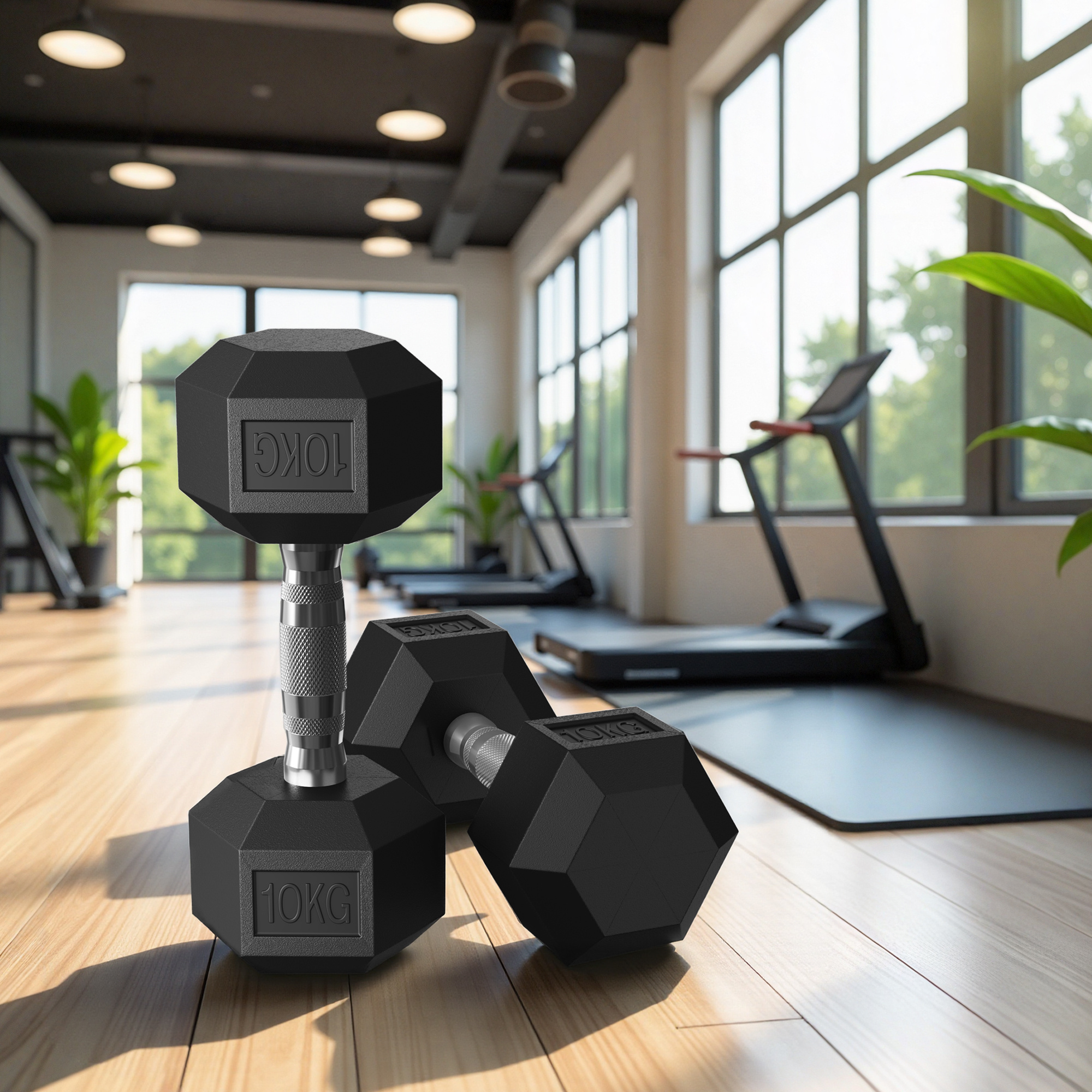 E-shop Kurzhantel-Set, Hantelset, Hexagon, 2 x 10 kg, für Fitnesstraining, Workout, Gewichtheben für Zuhause, Fitnessstudio
