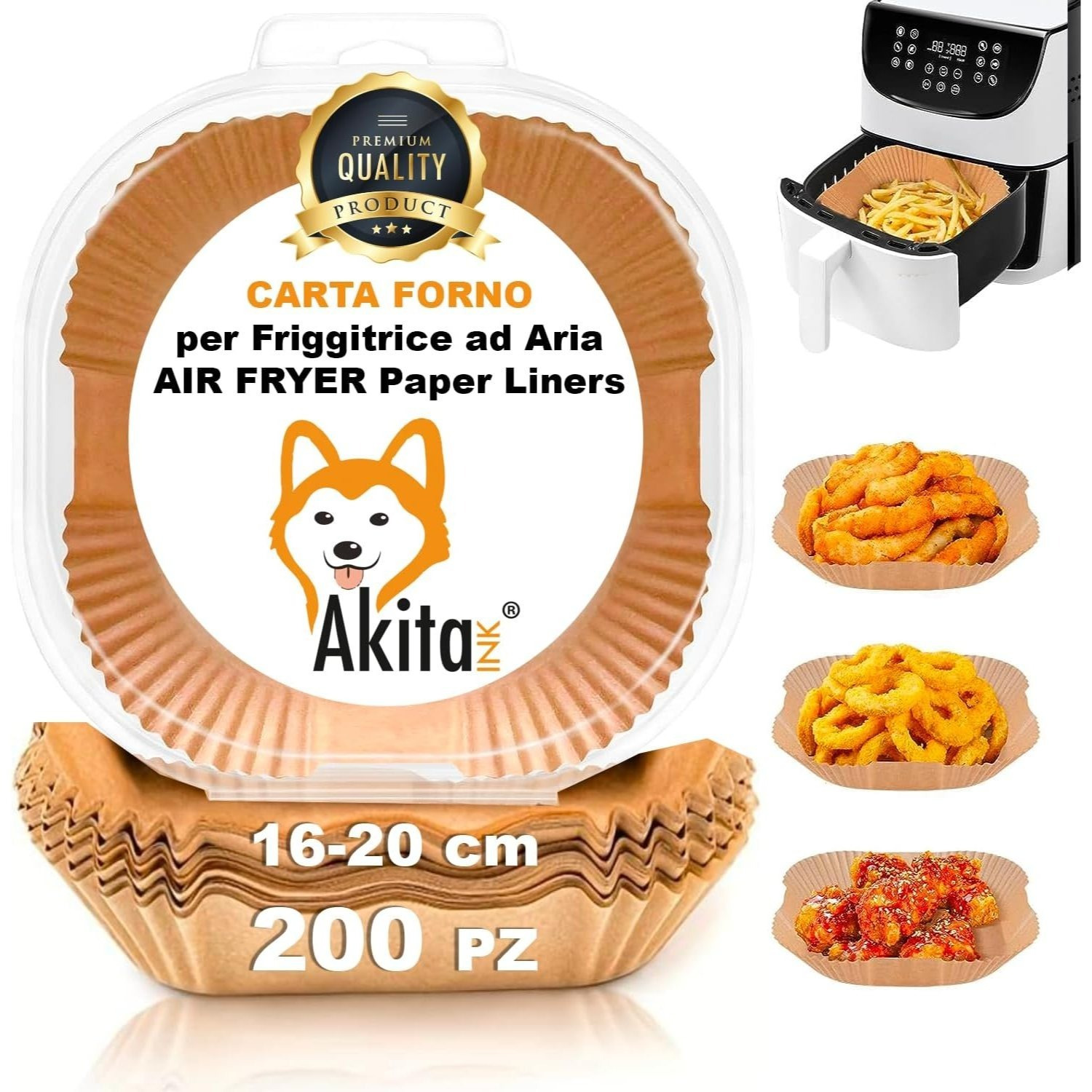 TEMU 200 Pezzi per Friggitrice ad Aria, Carta Quadrata 16 cm Antiaderente Monouso - di Pulizia e Cottura Perfetta Confezionato in Blister apri e