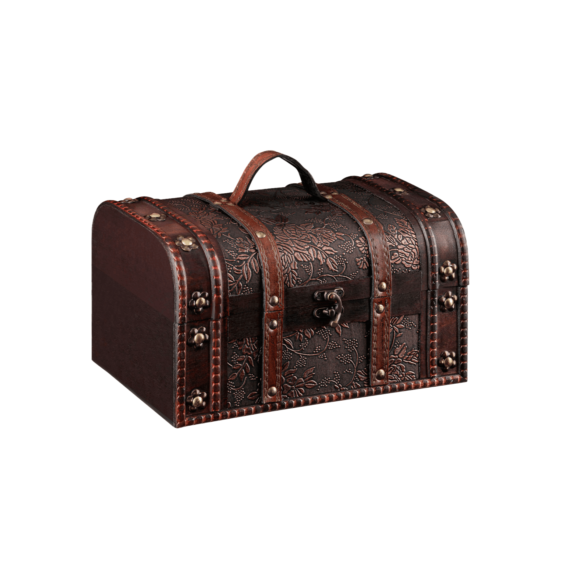 Image of Small Wooden , 22 X 14 X - Gift Chest Small Wooden Chest - Treasure Box For Kids' Birthday - Wedding (brown - Vintage)