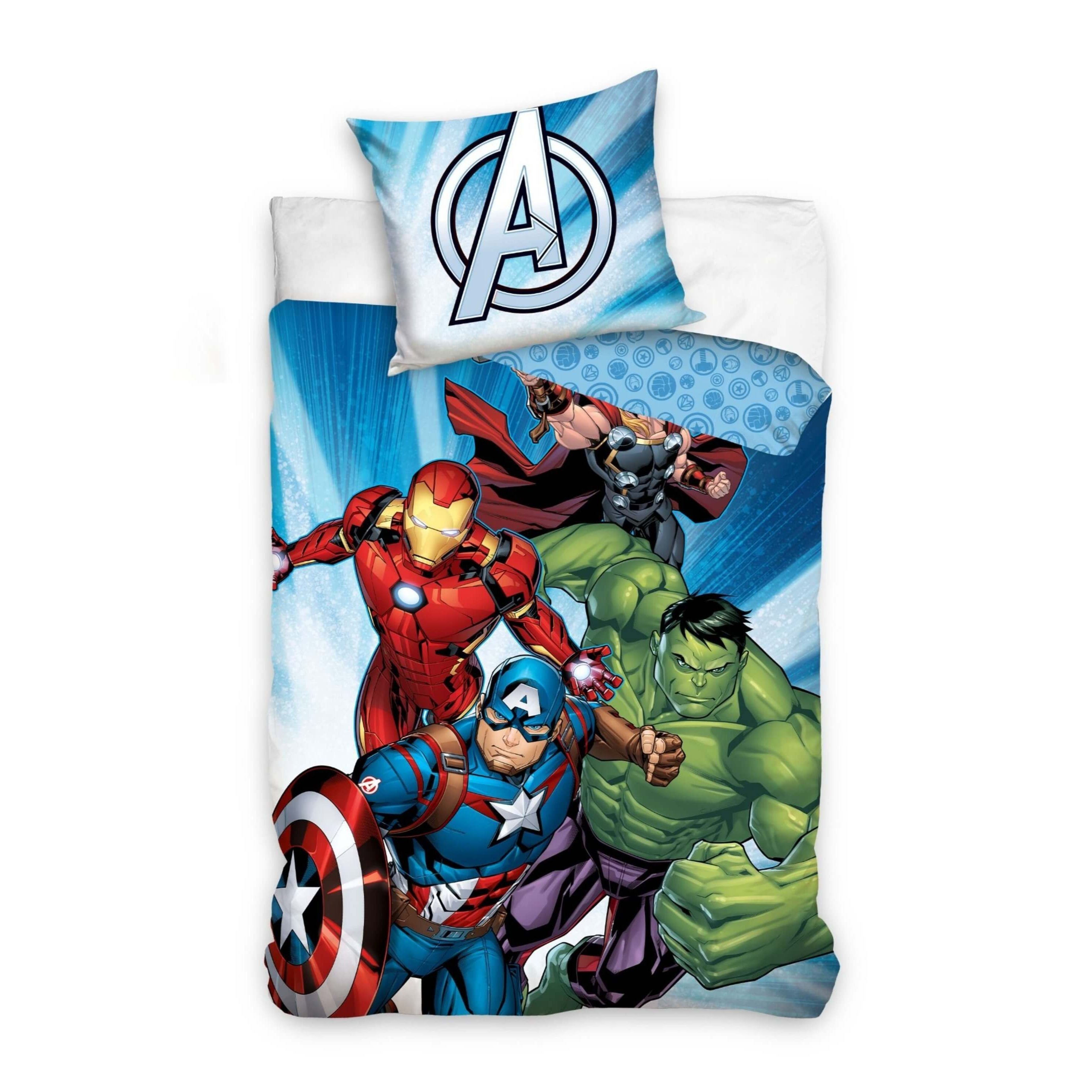 Image of Avengers Reversible Bedding Set Duvet Cover 135x200cm Pillowcase 80x80cm Bedding For Boys Hulk Iron Man Captain America Thor
