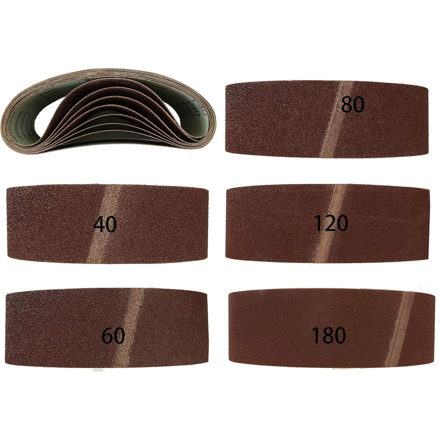 Sanding Belts 75 × 457 Mm – Mix Pack Of 20 Pieces ( 40/60/80/120/180)
