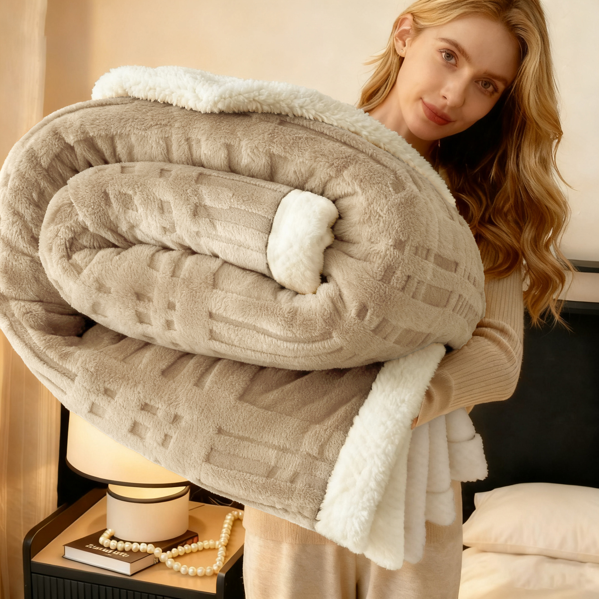 Image of Brown/beige/dark Grey Blankets, 150*200/180*200/200*230cm, Multi-functional Blankets Suitable For Sofas And Offices, Soft And Comfortable Bed Cover Blankets, Christmas And Halloween Gifts