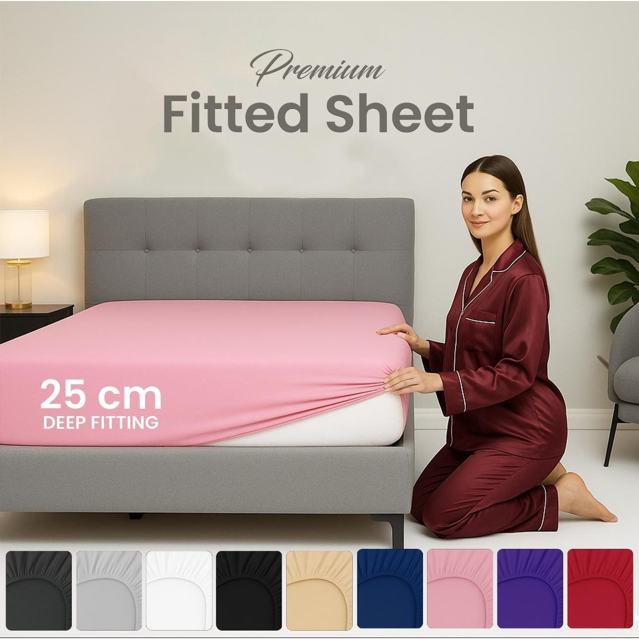 extra deep 25 cm fitted sheet soft brushed microfiber bed sheet with elastic corners wrinkle resistant machine washable bedding single   super king