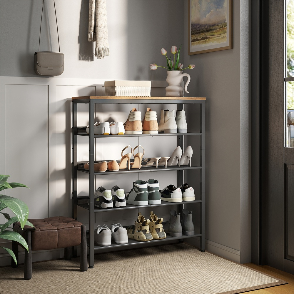 Image of Shoe Rack, Shoe Storage, , Large Surface, Adjustable Grid Shelves, Space-, Metal