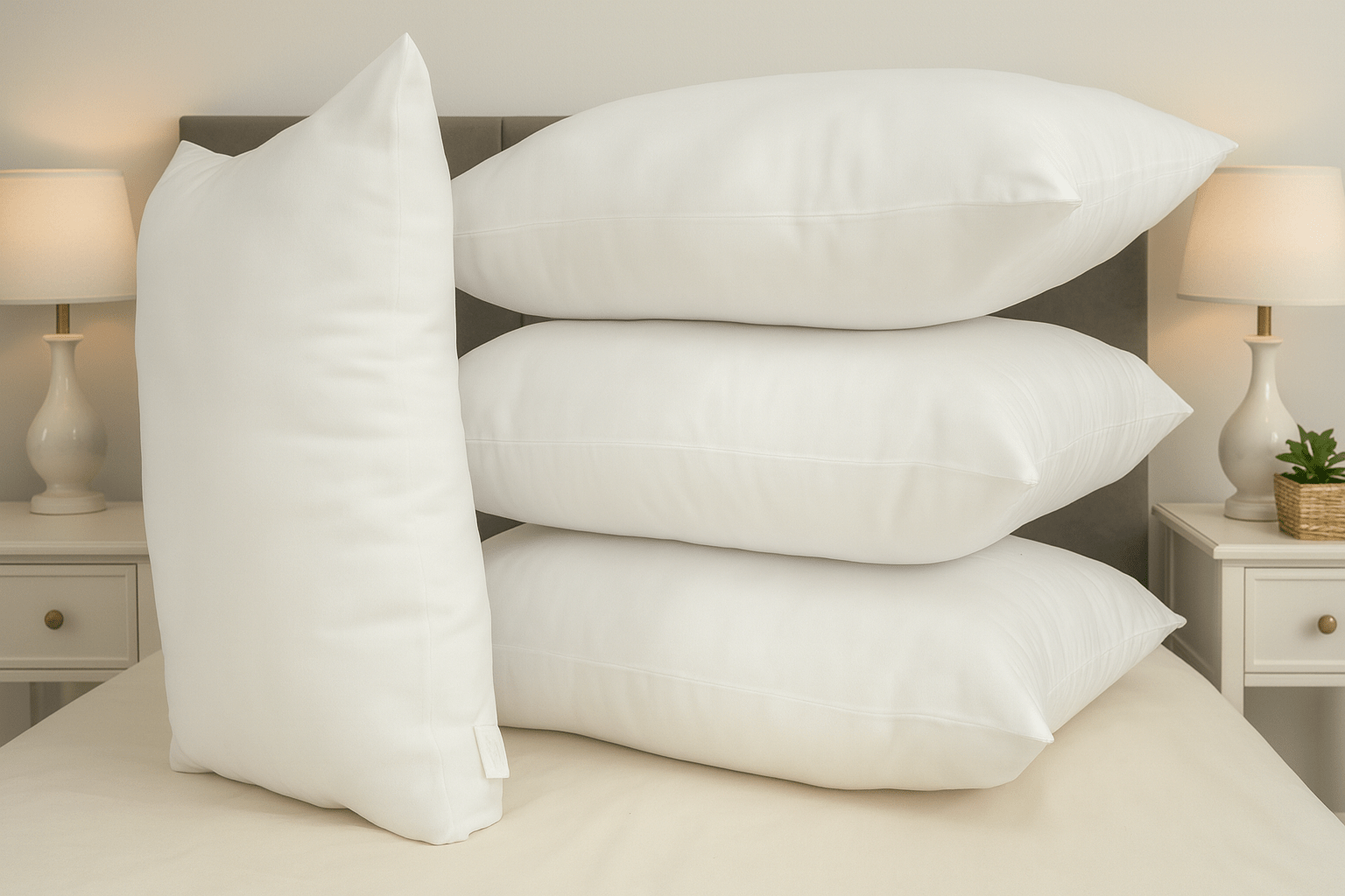 ARLinens Pillows Pack of 4 Hotel Quality Bounce Back Hollowfiber Filled Bedding Plump Pillows Size 75x50cm