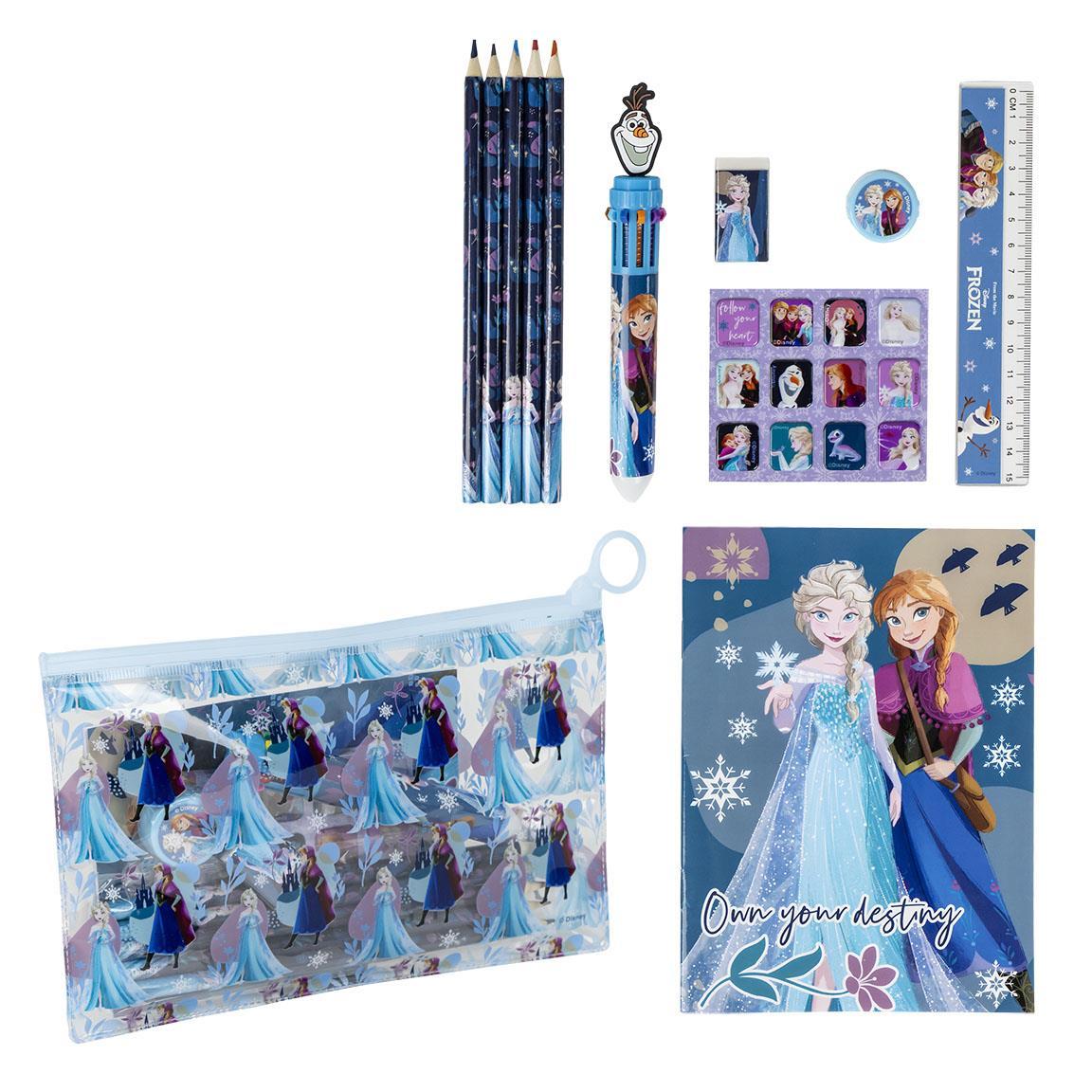 Anna And Frozen Stationery Set – School Kit With Pencil Case, Ruler, Eraser, And Pencil Sharpener (frozen)