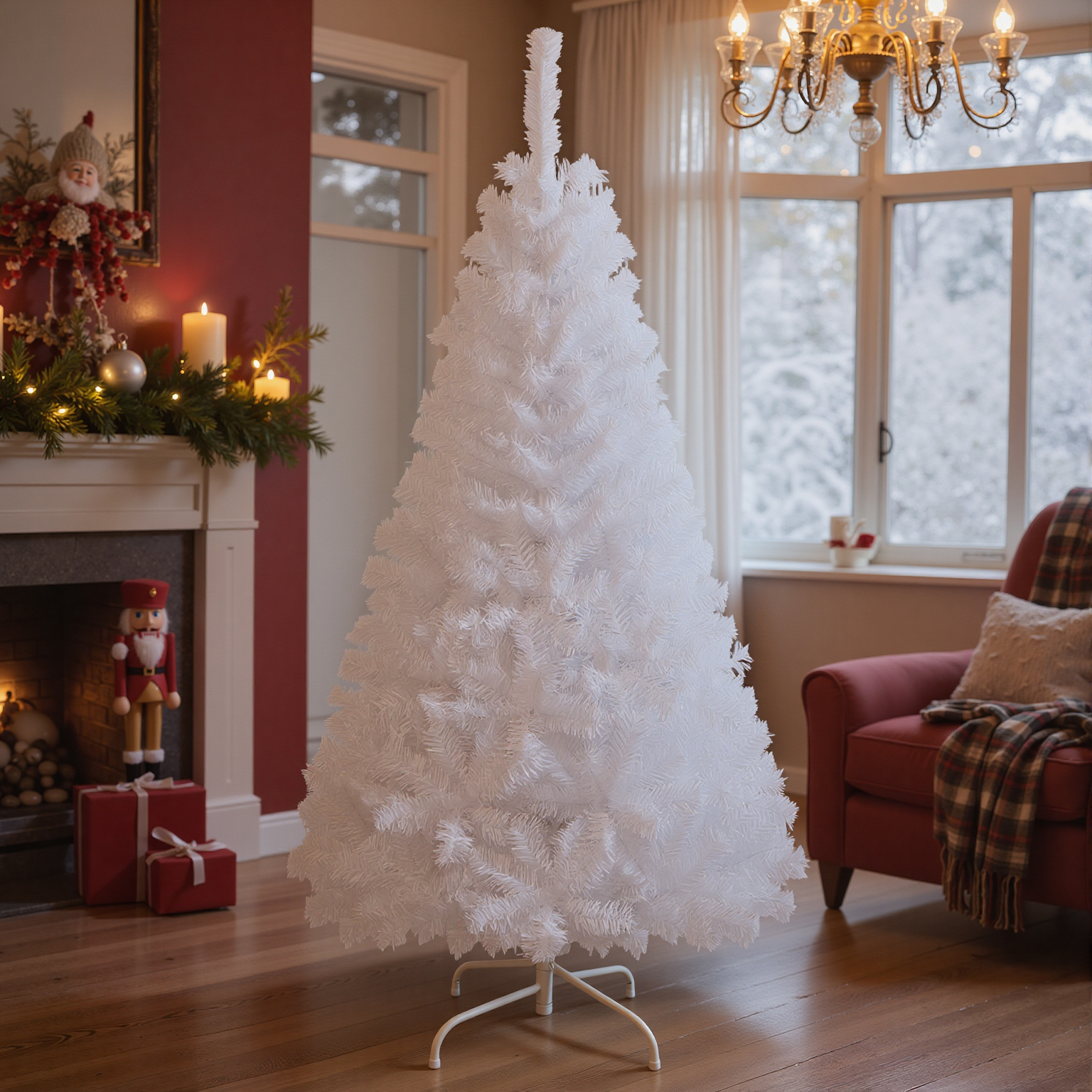 150cm Christmas Tree, Artificial Decoration Tree With 350 Pvc Branch Tips & Metal Stand, Holiday Festive Celebration Tree For Home, Office & Shop, Quick Setup, White