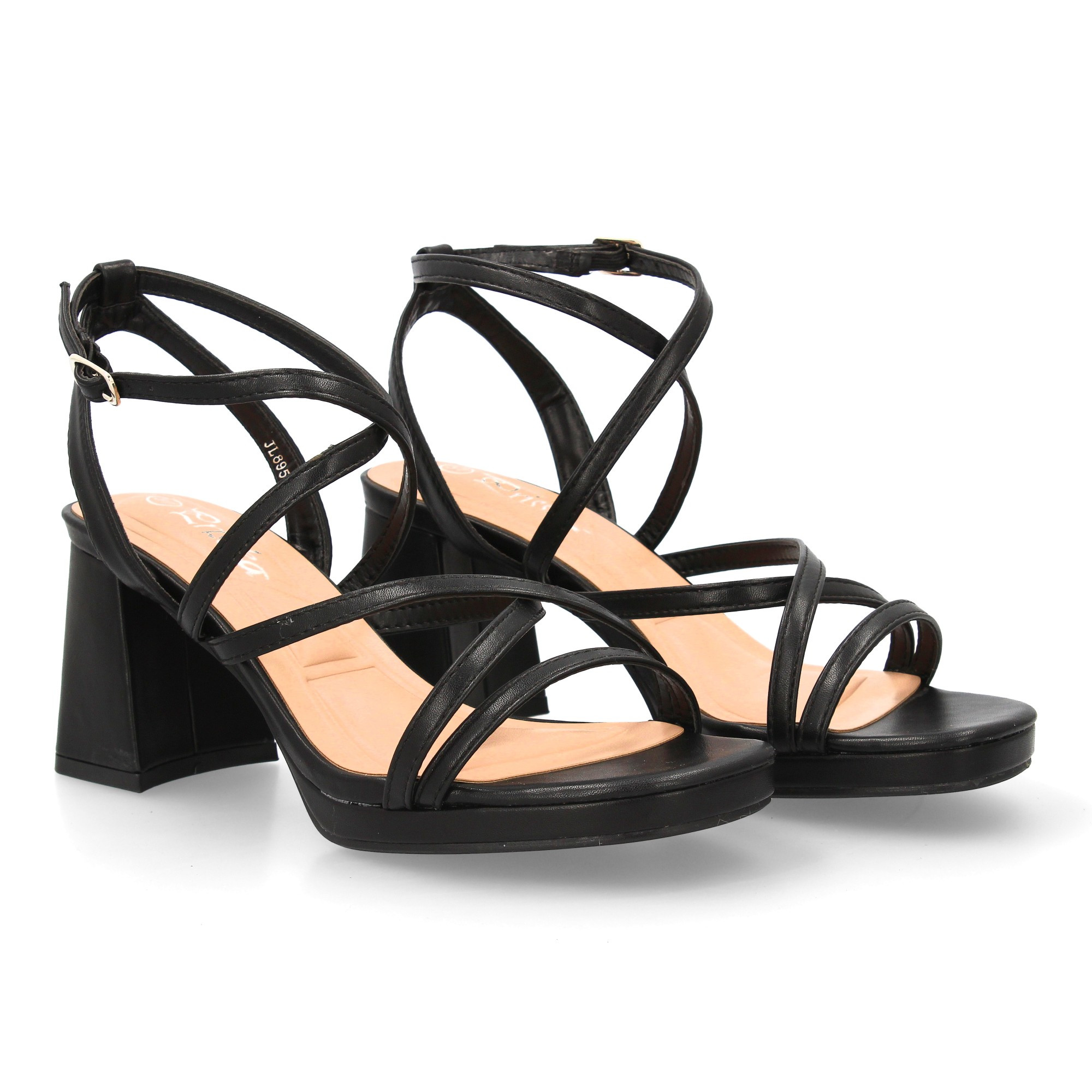 Women's Heeled Sandal With Delicate -strap Design. Wide Heel And Front Platform For Stability. Elegant For Events With Closure
