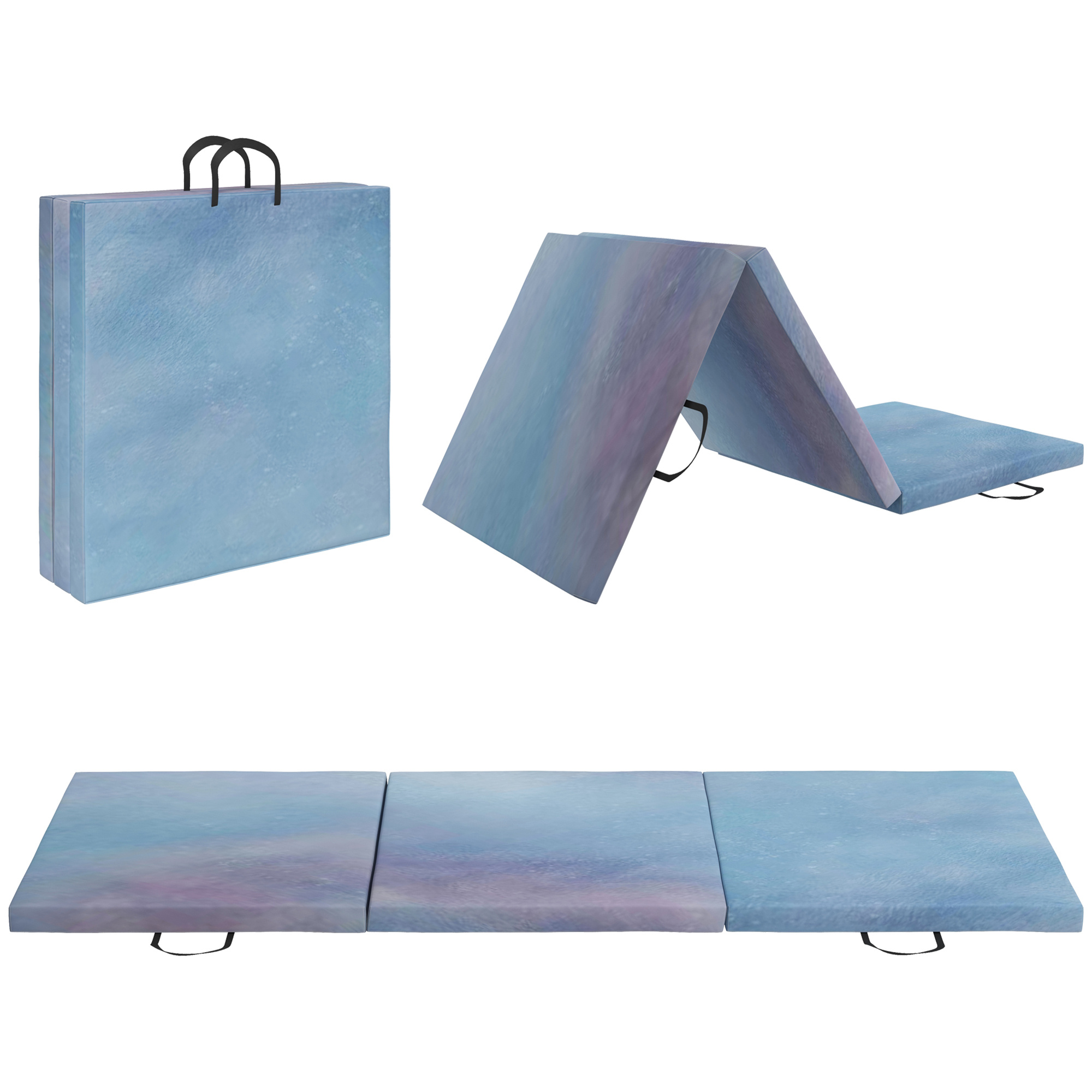 TEMU HOMCOM Colchoneta Gimnasia Plegable de Grosor 5 cm, Tapete de Ejercicio, 180x60x5 cm, con de Transporte, Esterilla de Gimnasia para Yoga,