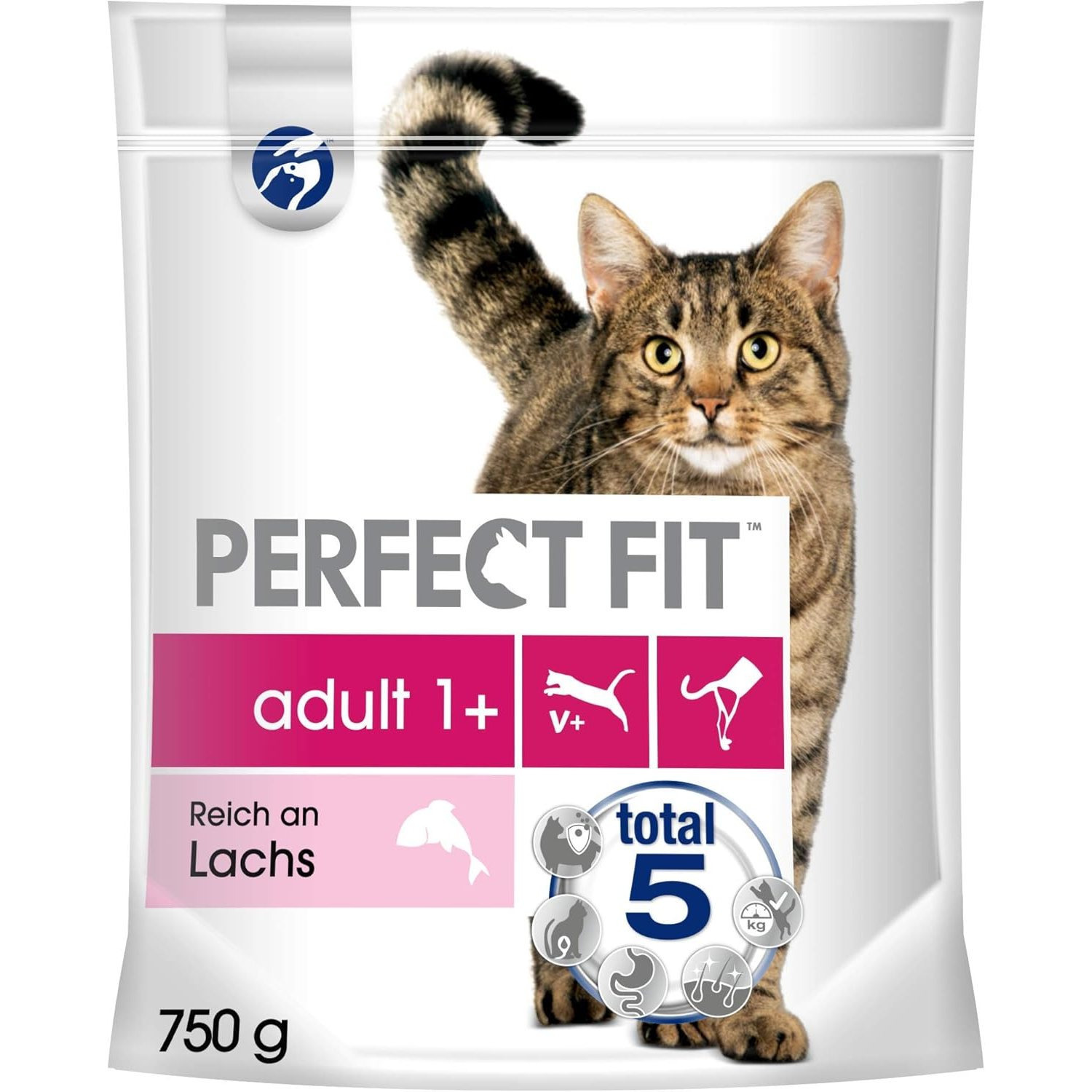 Image of Cat Food Dry Food Adult 1+ Rich In Salmon, 1 Bag (1 X 750g)