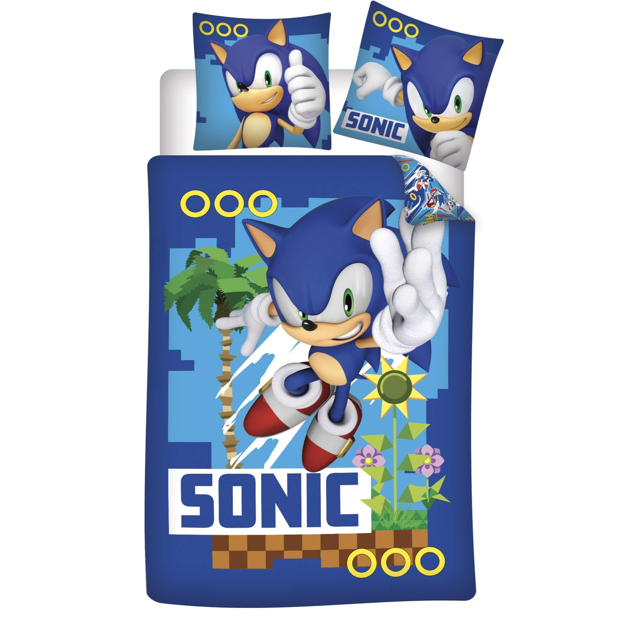 Image of The Hedgehog Reversible Bedding Set - Duvet Cover 135x200 Cm, Pillowcase 80x80 Cm, 100% Bedding