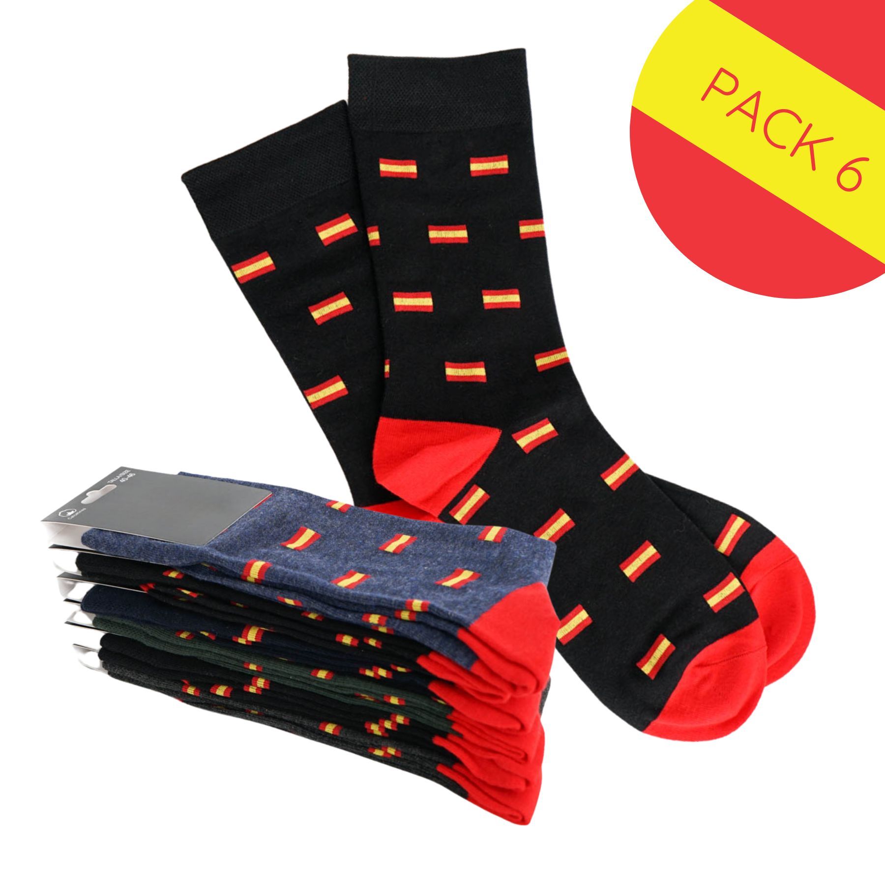 TEMU Pack 6 Calcetines Hombre España (Talla 40-45) – Cómodos, Transpirables y - Calcetines con de España