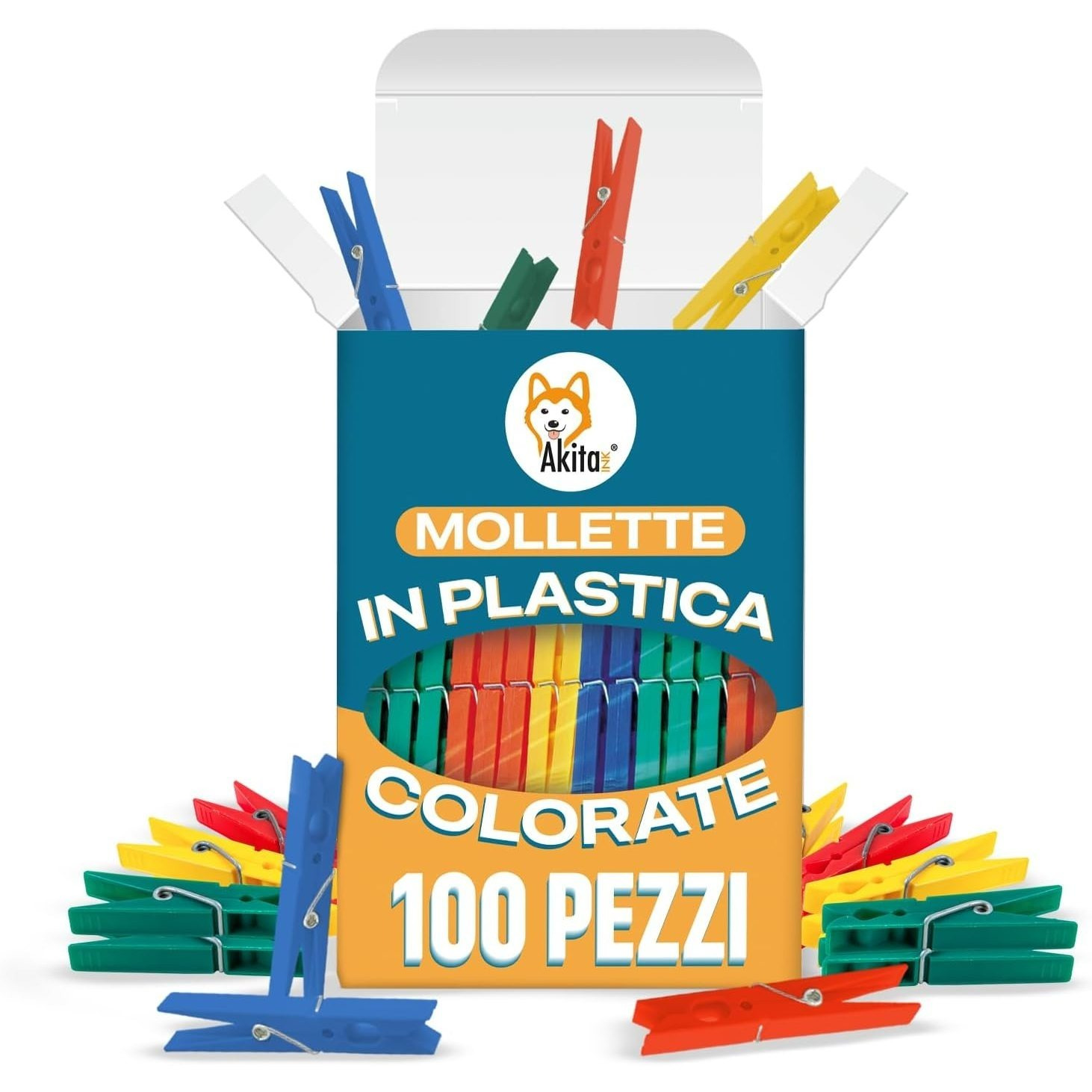 TEMU Akitaink Mollette per bucato in plastica 100 Pezzi COLORATE, Antisegno, Antiruggine, da plastica post consumo. Misura grande, Resistenti