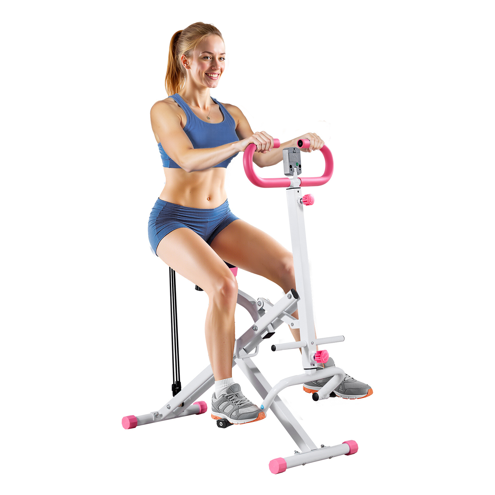 Squat Machine, Deep Squat Rowing Machine For Home, Easy Setup & Foldable Exercise Equipment, Glute Trainer Machine With 3 High-strength Resistance Bands, & Leg Home Workout Machine, White