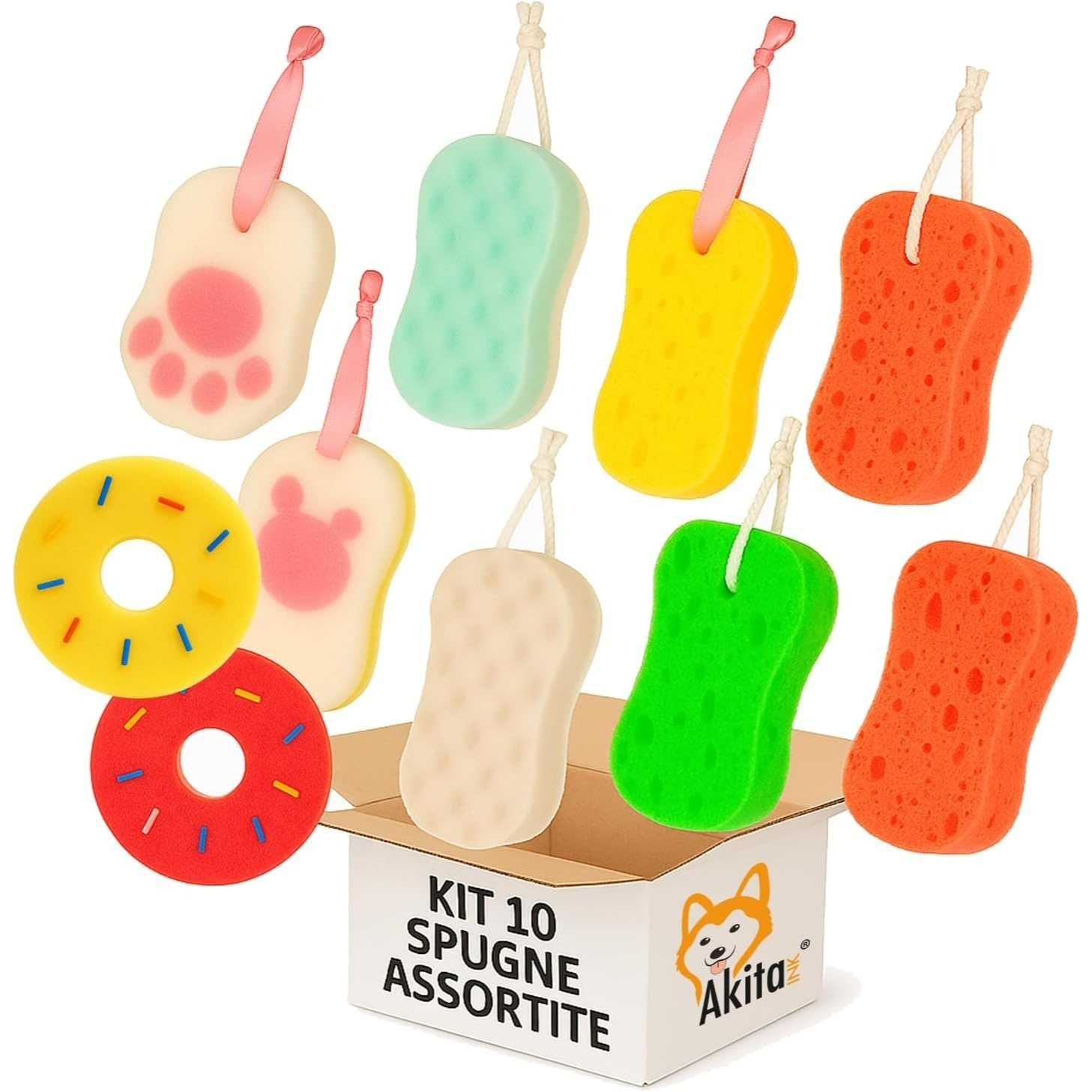 TEMU Spugne Bagno e Doccia �� Spugne Corpo in Colori Assortiti �� Spugne Bambini a Forma di Donut, , Rettangolari �� Spugna Scrub Esfoliante per Bagno