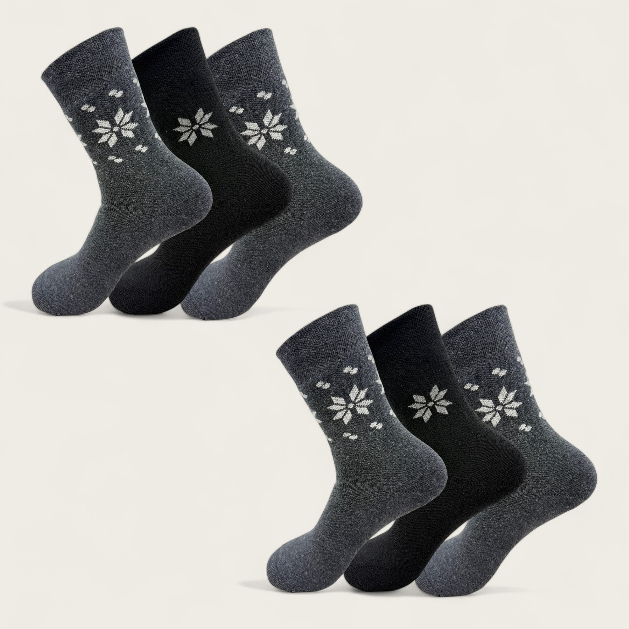 Image of Feelzone Ladies' Thermal Socks, 6 Pairs Of Socks With Inner Fleece, Full Terry Cloth In Sizes M = 35-38 And L = 39-42