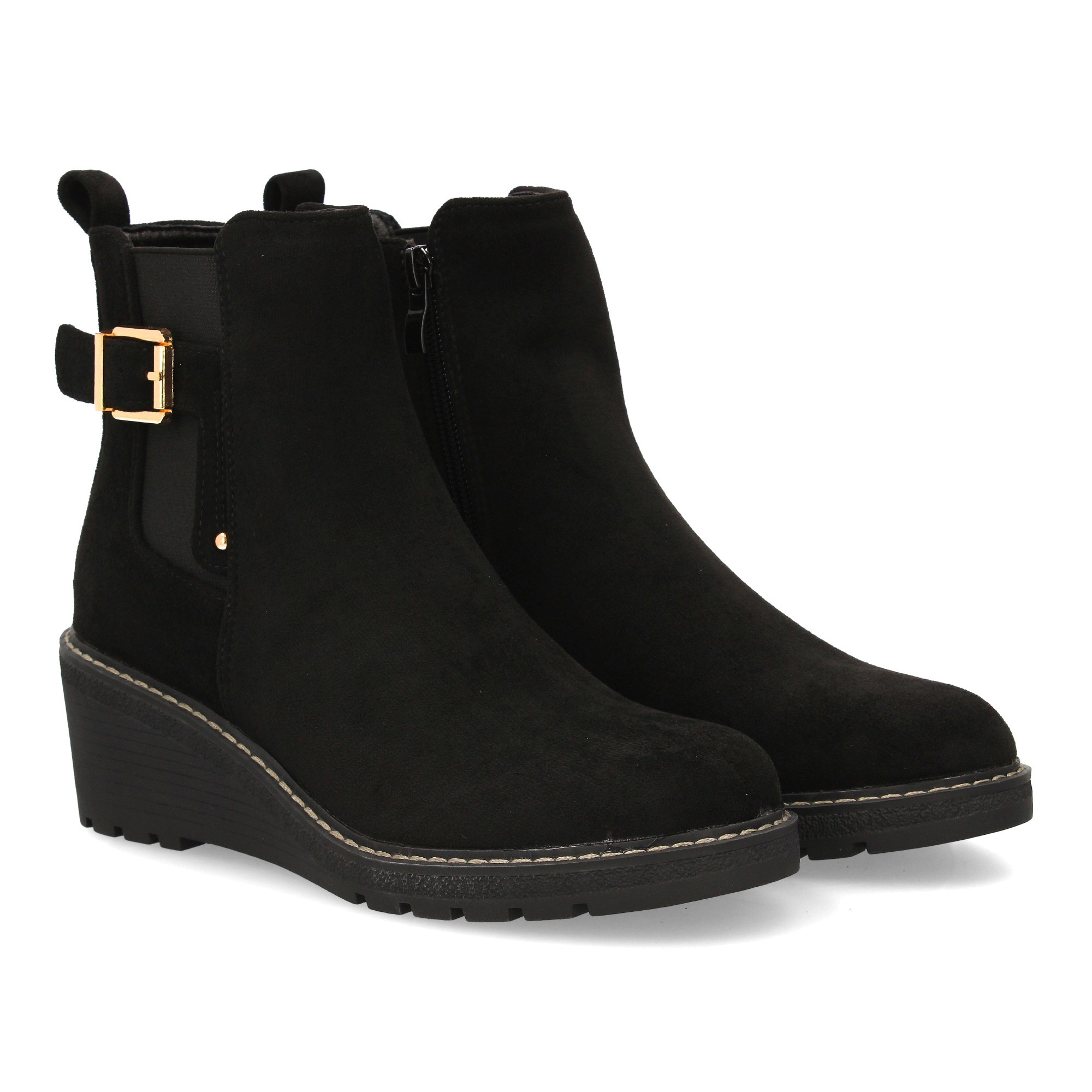 Image of Mid-calf Boot With Sleek And Elegant Design, Comfortable Wedge Wear, Zipper Closure, And Solid Print. Ideal For Women In -winter Season