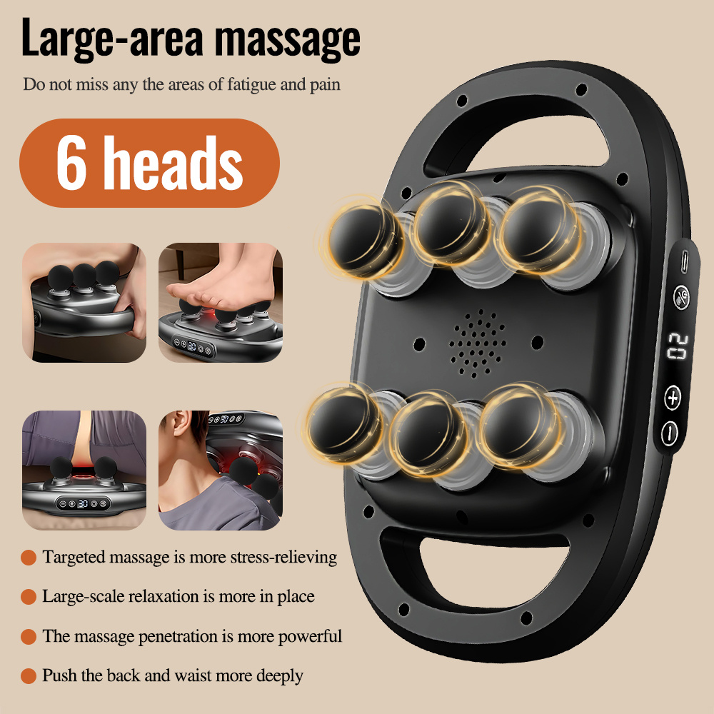 professional   fascia massage gun with   six rod technology 9   9   levels full body deep high frequency vibration muscle relaxation led display powerful   motor for home office gym use christmas and halloween gifts details 1