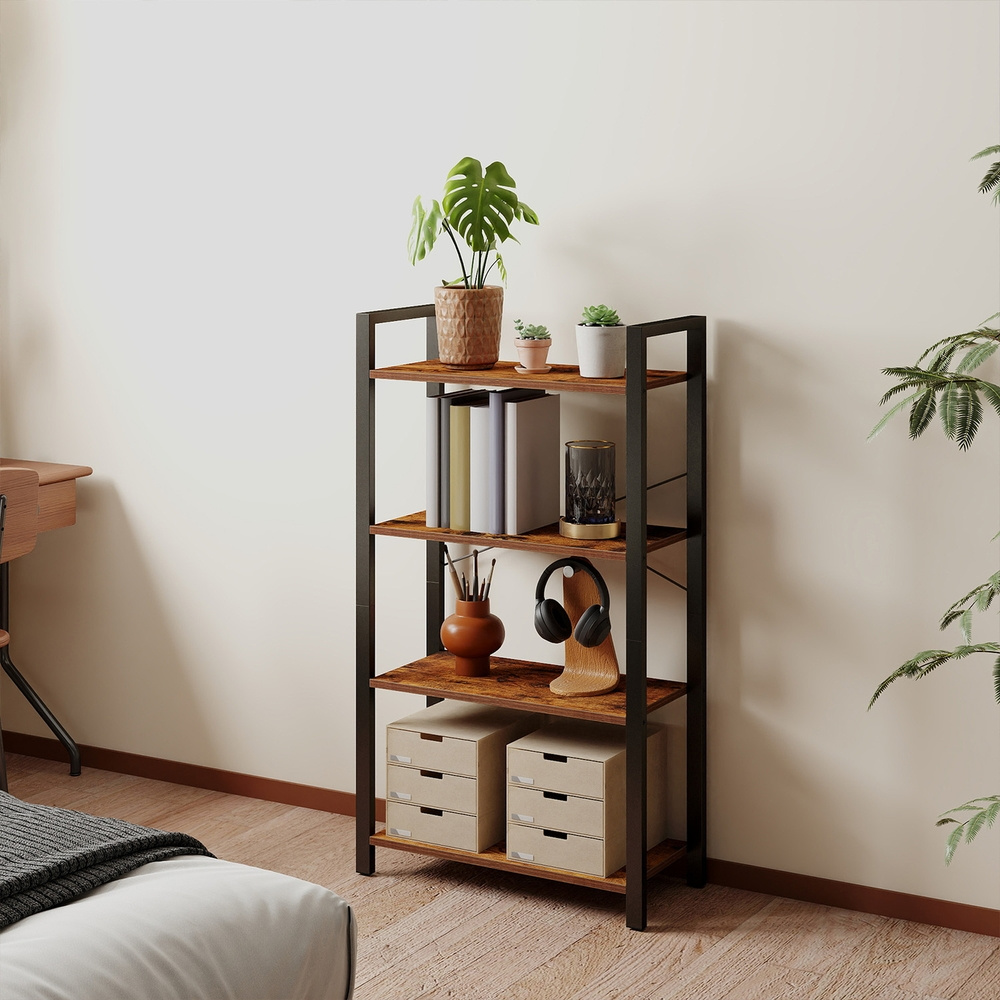 Image of Royal, Bookshelf, With , Office Shelf, For Office, Living Room, Bedroom, Kitchen, 30 X 120 Cm, Brown-black