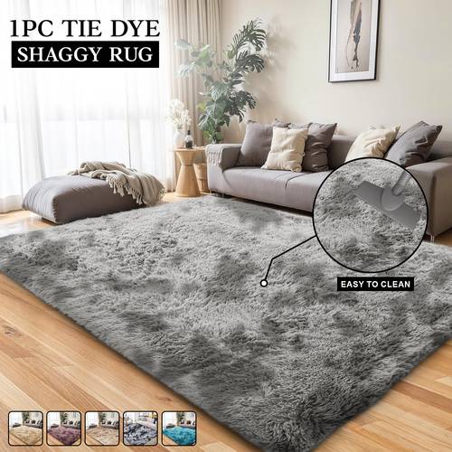 1pc tie shaggy rug ultra soft water absorbent washable rug non slip area rug for living room bedroom home decoration 100 polyester