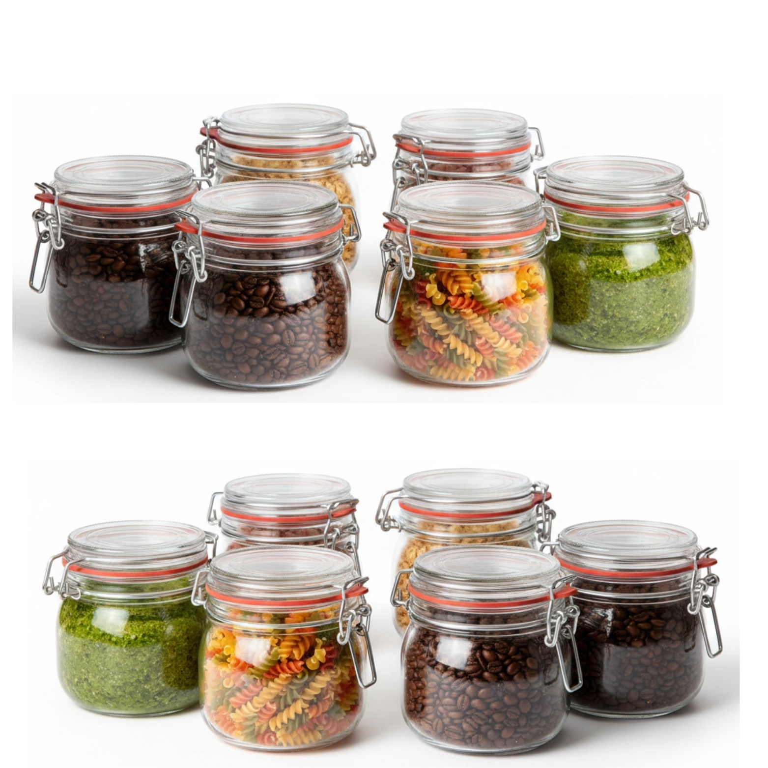 12 Wire Loop Jars, 600ml Preserving Jars