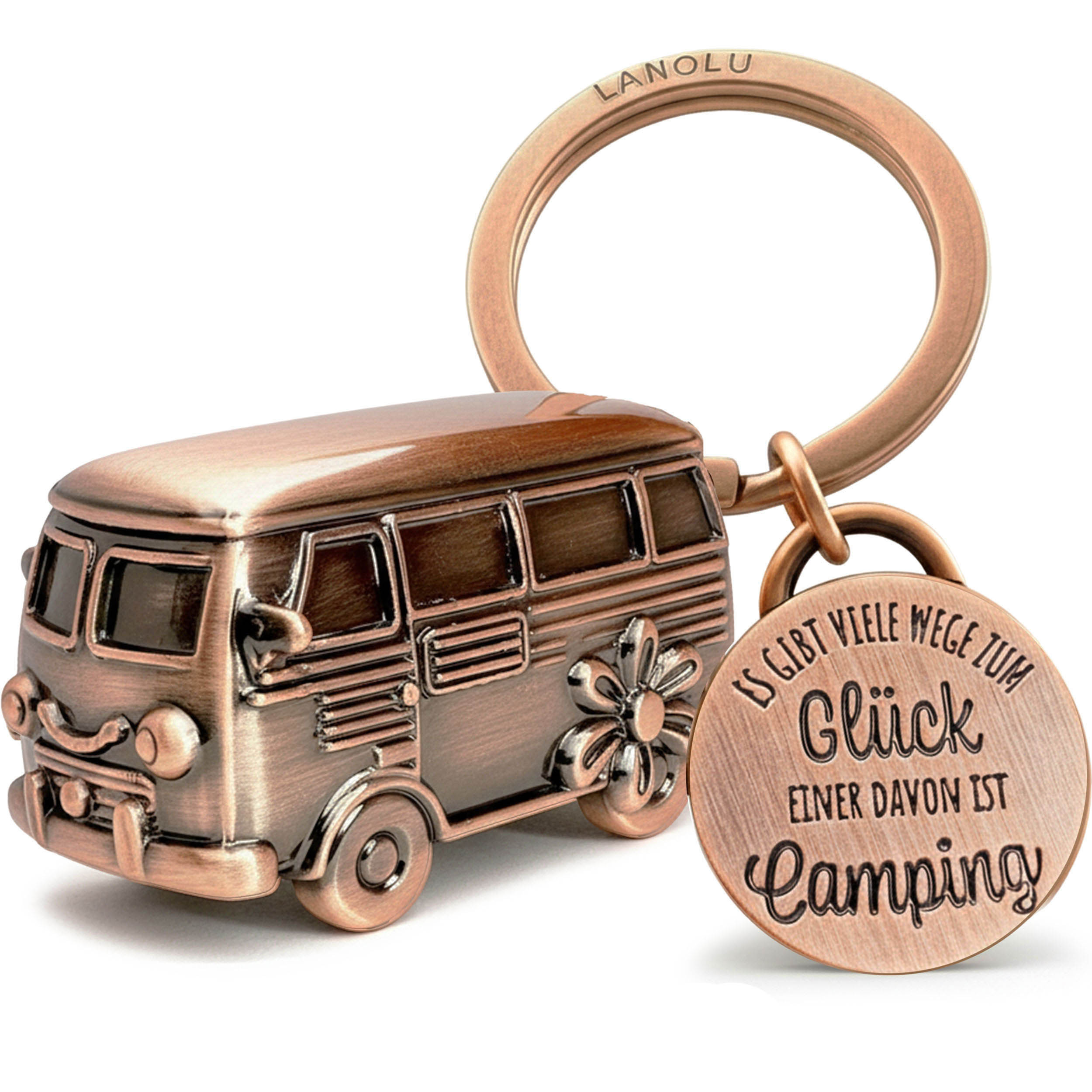 Image of Keychain Camping Luck, Gift, Motorhome Gift For Camping And For Campers, 3d Trailer Accessory Made Of Metal Classic Edition