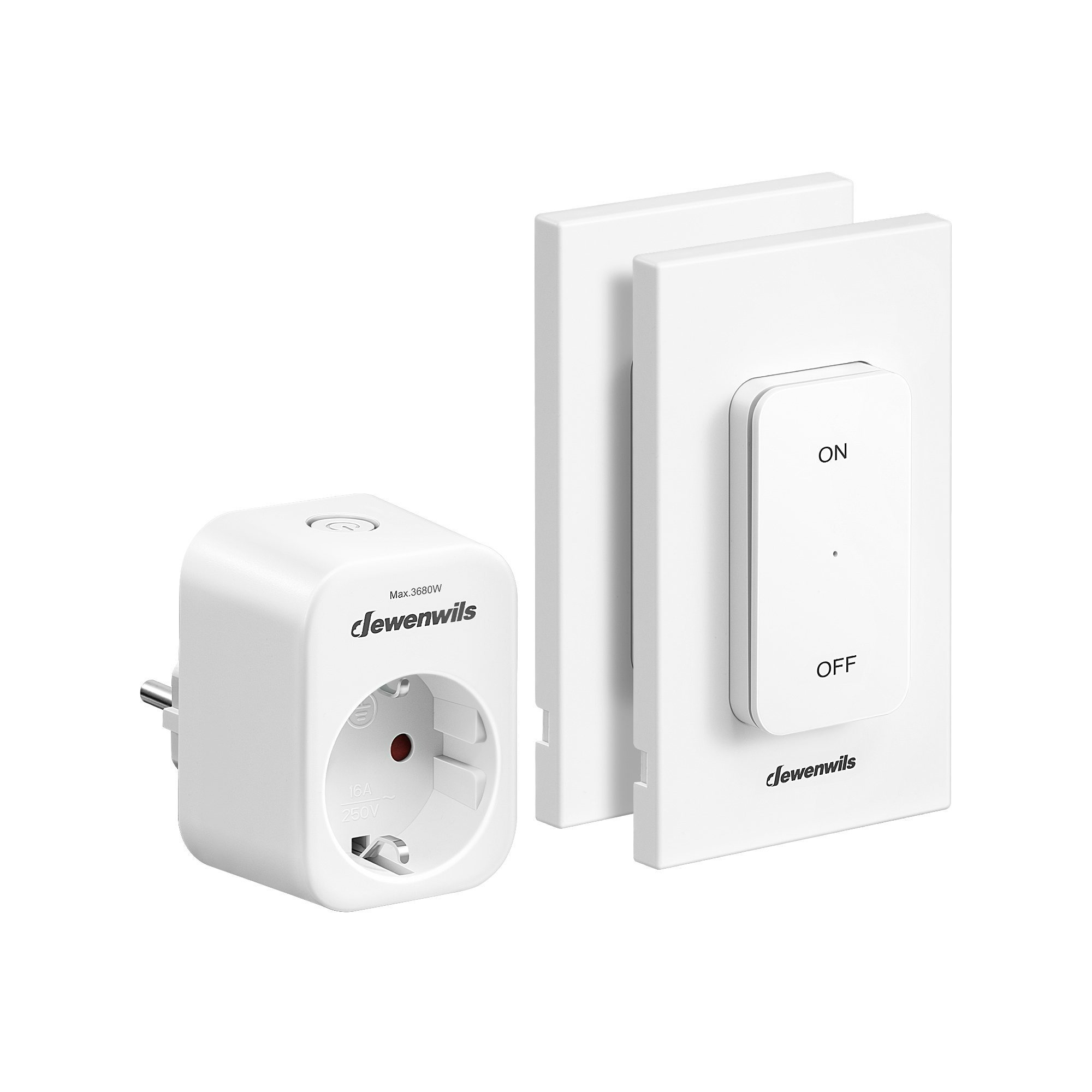 Wireless Outlet Set With 2 Wall Switches & Self-learning Function – 3680w/16a, 30m Range – Expandable Light Switch For Holiday Decor And Household Appliances