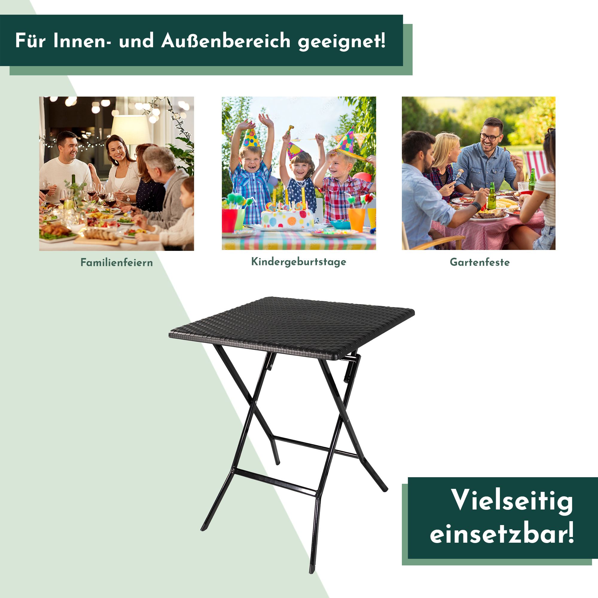 Folding Table In Rattan Look, Balcony Table With Table Top 62 X 62 Cm (l X W)