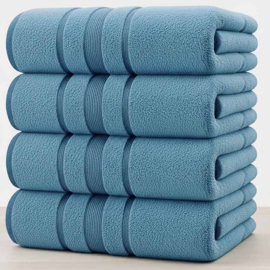 TEMU Pack Of 2 Large Bath Towels 80cm X 160cm 100% Super Absorbent Quick Dry Thick Plush High Absorbency Soft Striped 500gsm