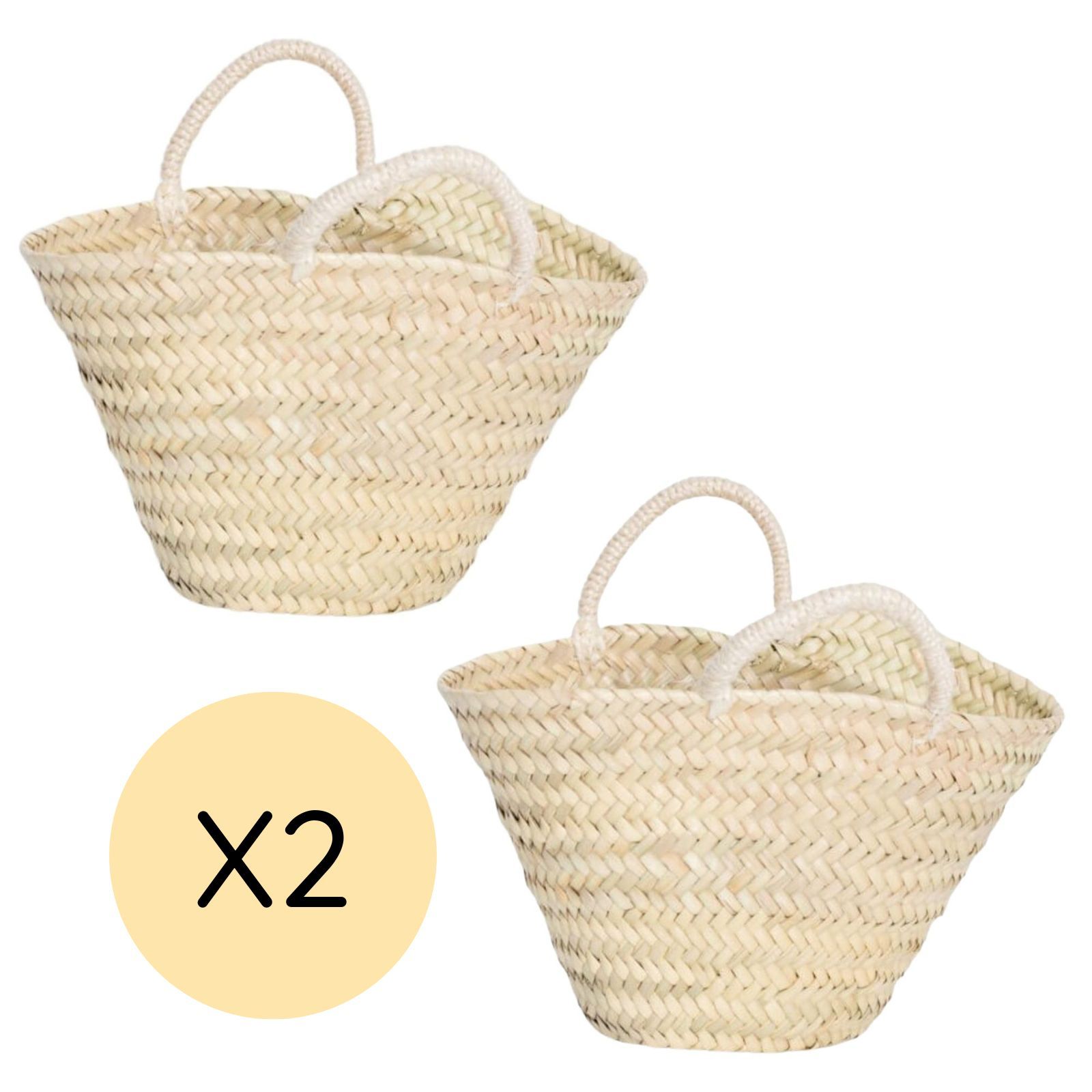 Pack 2 Mini Capazo - Cesto Pequeño de Mimbre Palma - Ideal como Bolso, Cesta de, Decoración &: retailer-supplied image