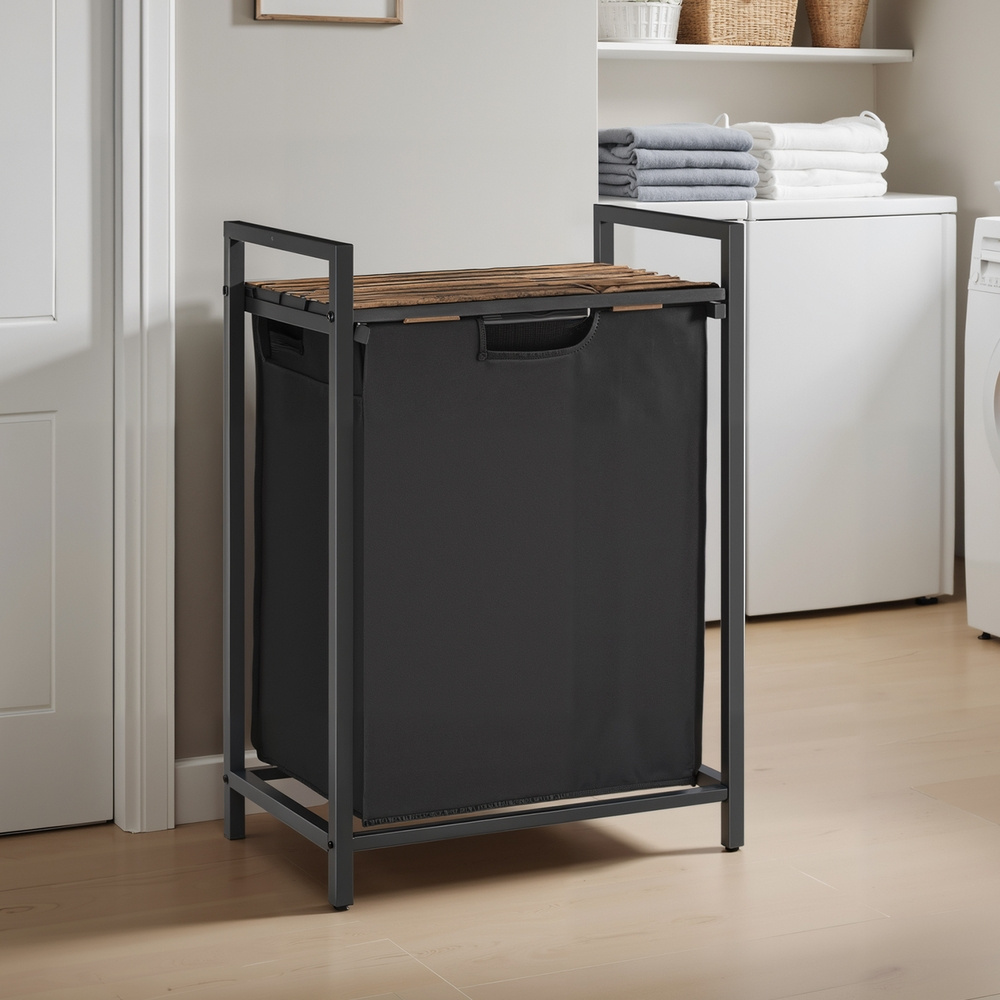 Laundry Basket, Laundry Collector With Storage, Laundry Bag, , Metal Frame