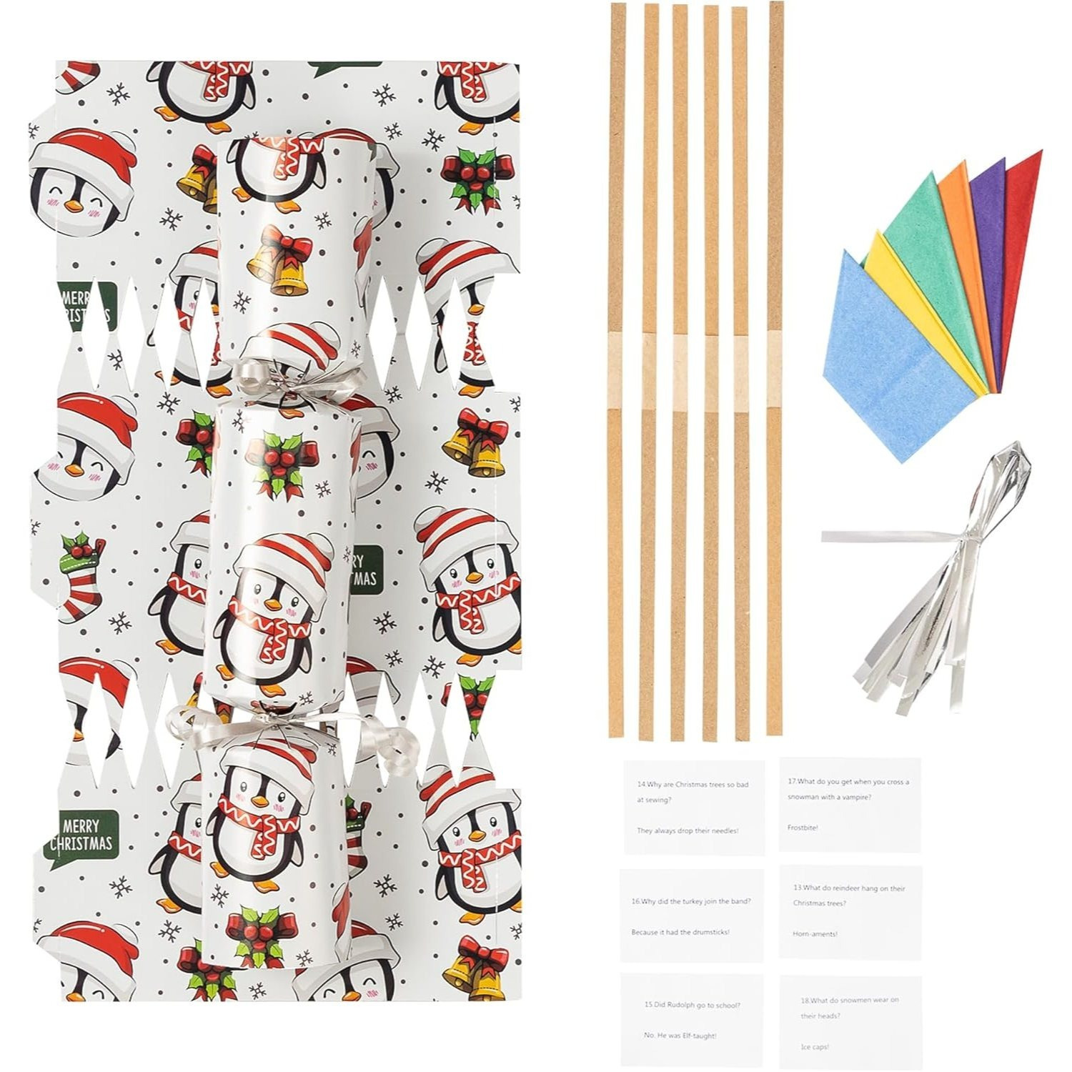TEMU Evelay Make Your Own Christmas Cracker Kit – Pack Of 6 Festive Diy Crackers With Hats, Jokes & Ribbons – Add Your Own Gifts – Fun Family Craft