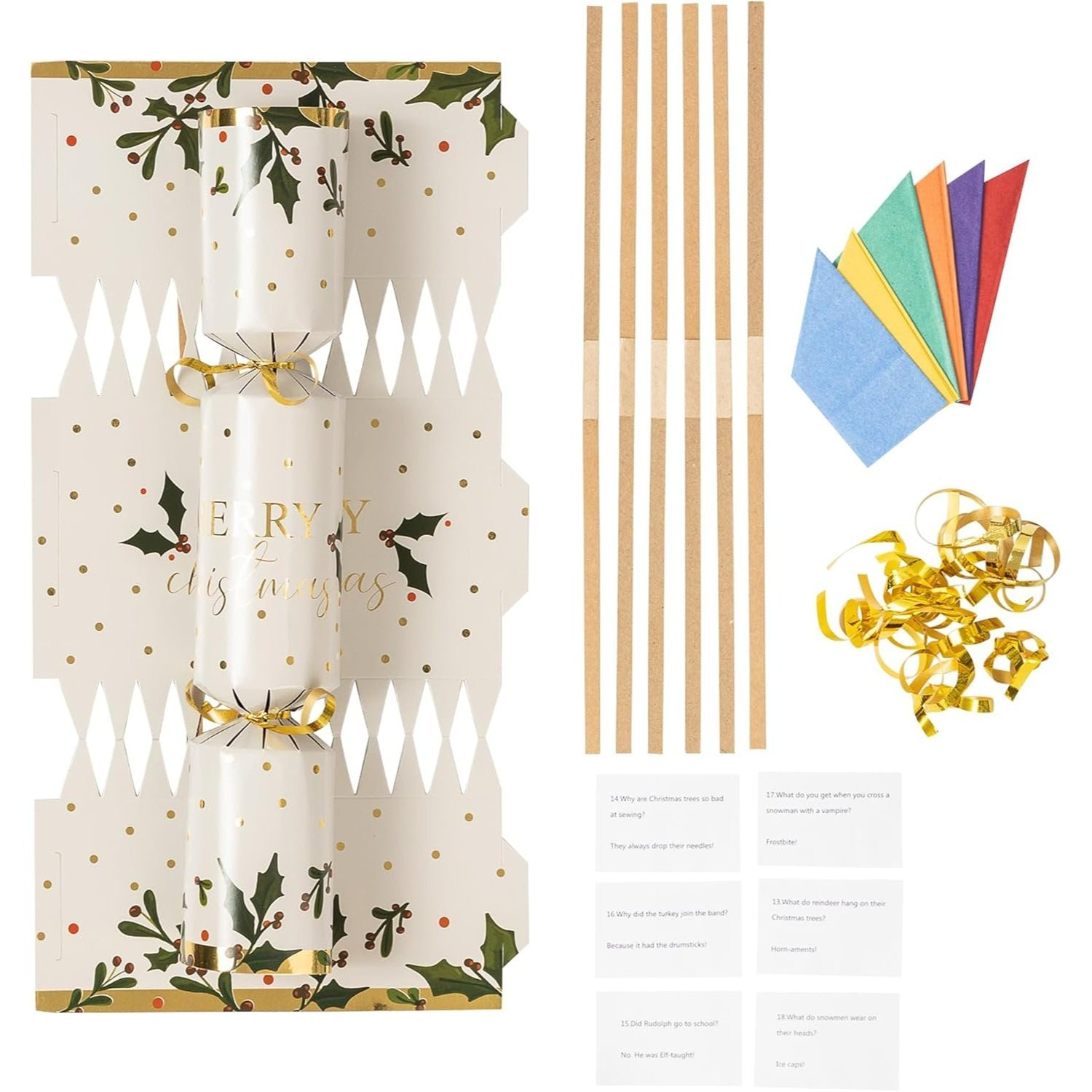 TEMU Evelay Make Your Own Christmas Cracker Kit – Pack Of 6 Festive Diy Crackers With Hats, Jokes & Ribbons – Add Your Own Gifts – Fun Family Craft