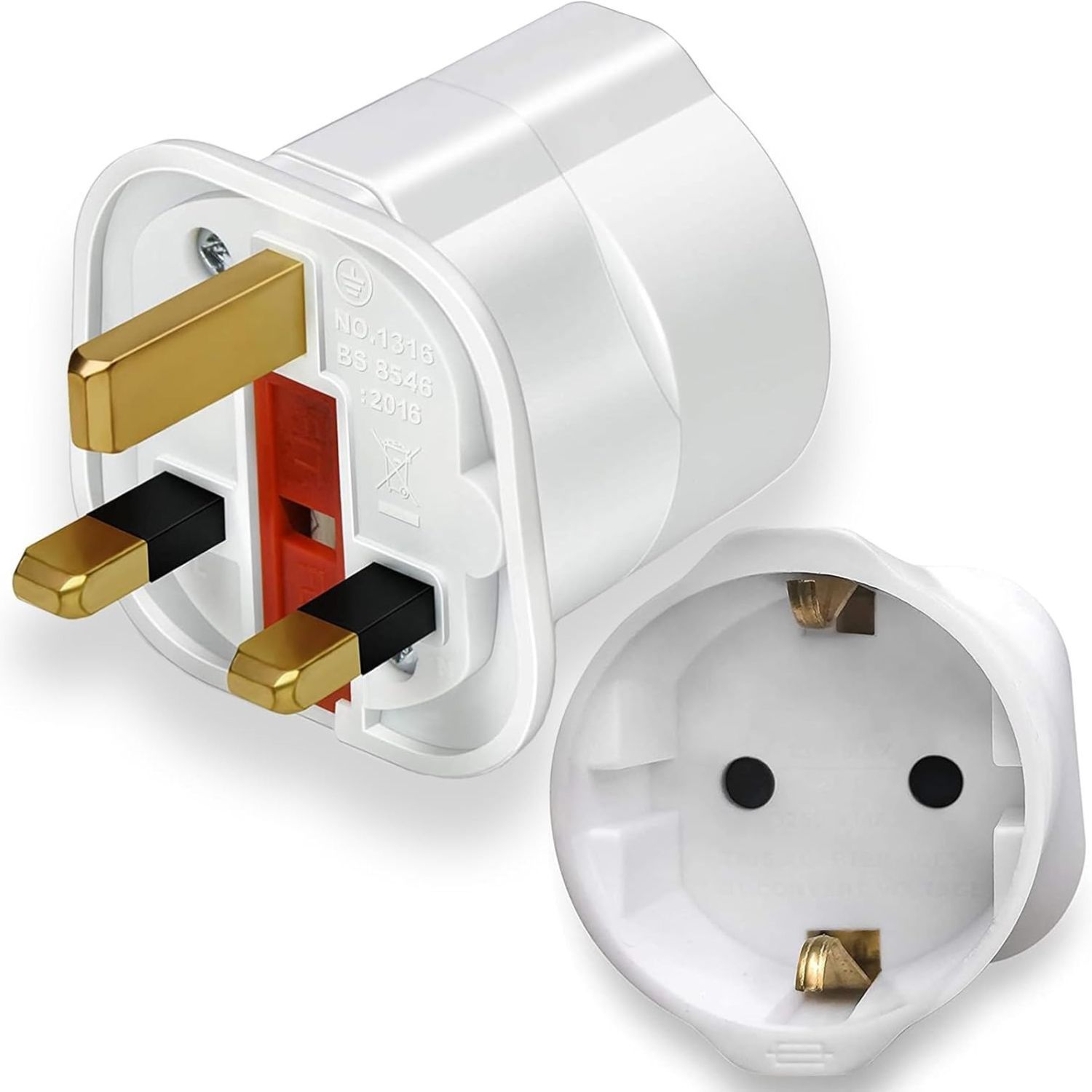TEMU European To Uk Plug Adapter | Travel Adapter With 13a Fuse | 2 Pin To 3 Pin Converter For France, Italy, Spain, Germany To Uk – White