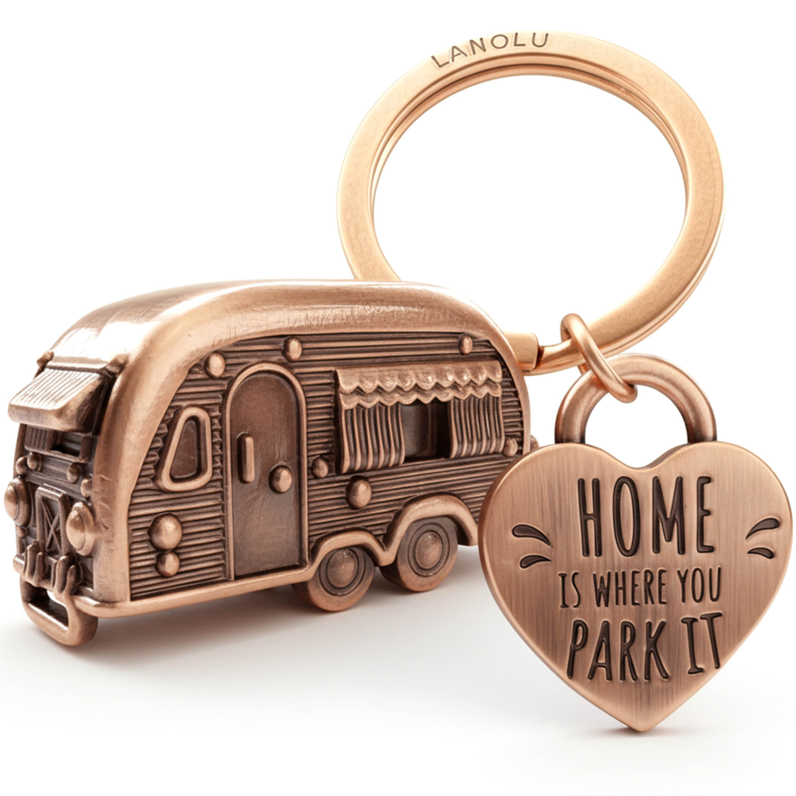 E-shop Schlüsselanhänger Wohnwagen Geschenk, Wohnmobil Geschenk für das Camping und für , 3D Anhänger- Wohnwagen Zubehör aus Metall Classic Edition