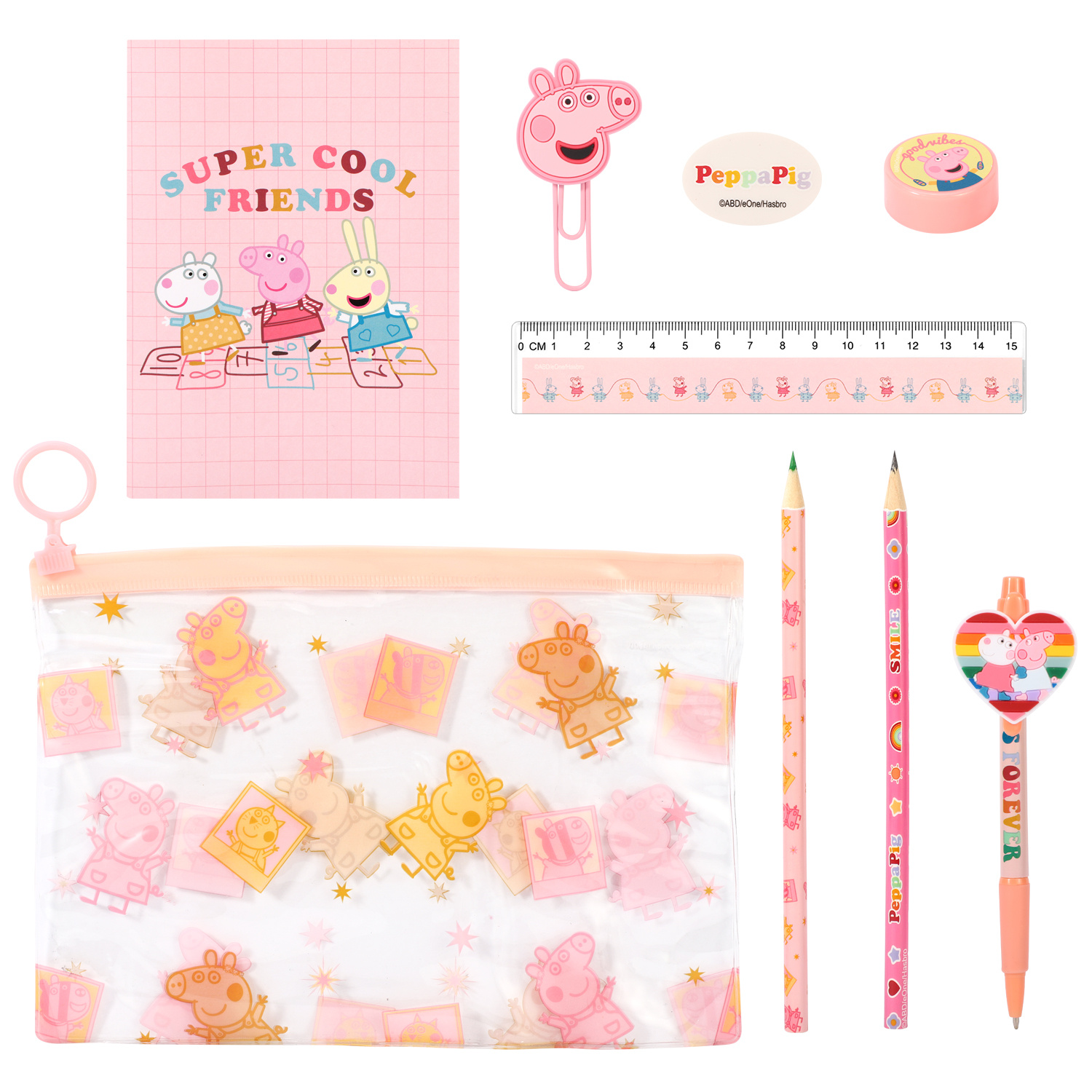 TEMU Peppa Pig 9pcs Transparent Filled Pencil Case Stationery Set Waterproof Boys Girls Kids Children Exam