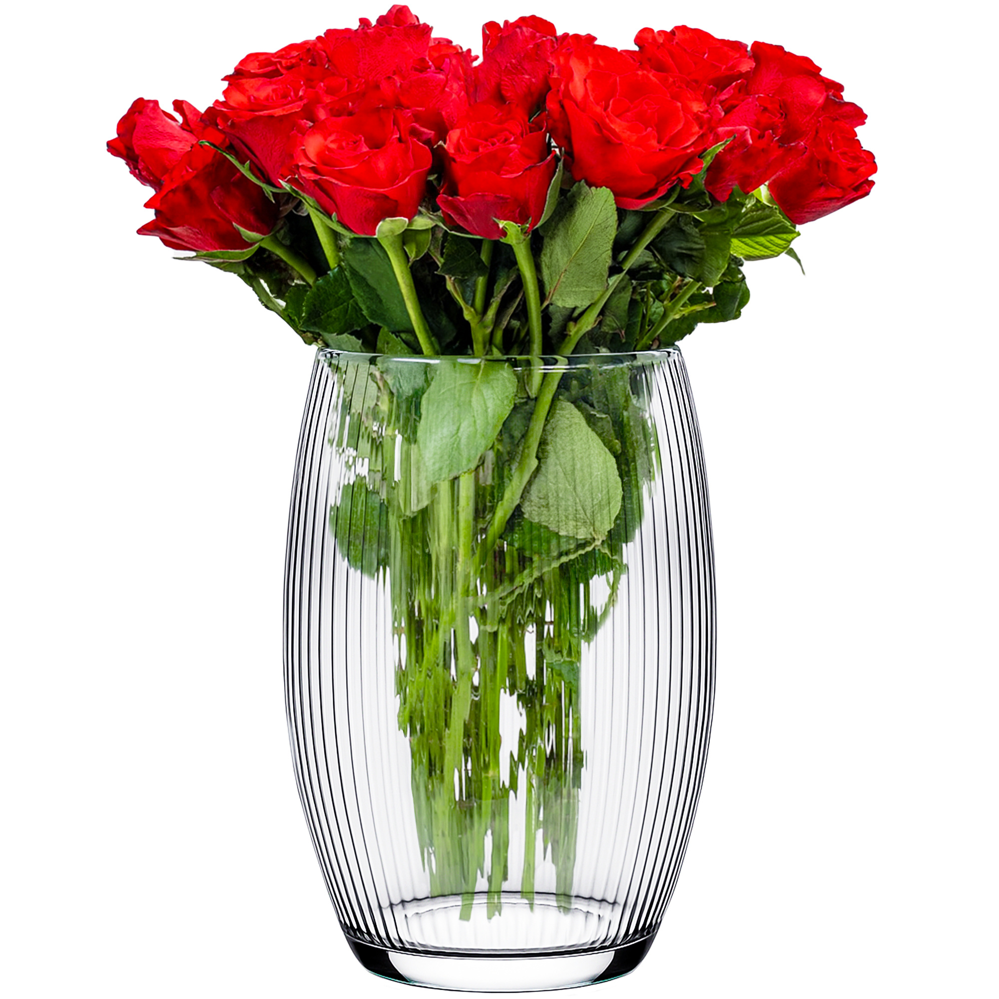 Image of Elegant Vase 20 Cm - High-quality, Thick-walled Vase With Ribbed Structure - Stylish And Versatile Decorative Accessory For Flower Arrangements, Table Decorations & Living Rooms -