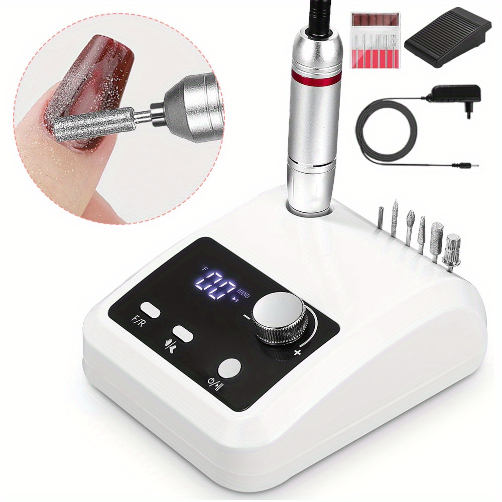 TEMU 1 Set Of Nail Clippers, 45,000 U/min Gel Nail Clippers, 6-in-1 Nail File, Gel Nail Clippers With Pedal, Nail Drill, Nail Clippers, Nail Drilling