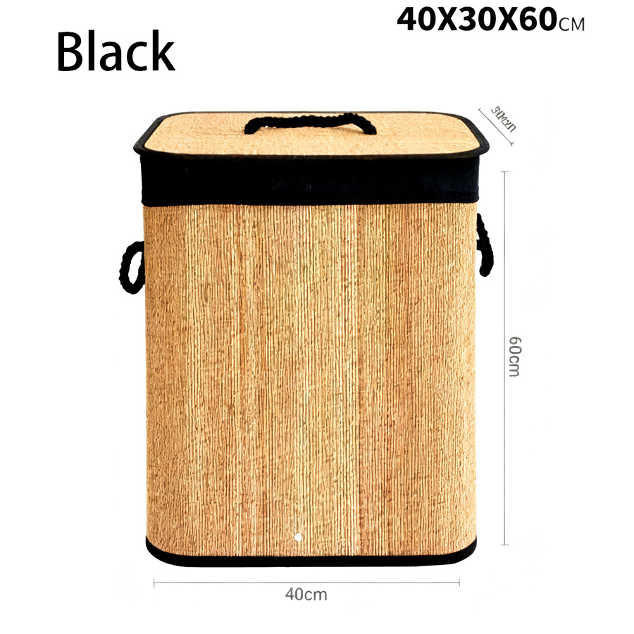 TEMU de Bambú con - Cesto de Bambú para Ropa Rectangular, y Cuadrado - Cesto para organización y (Rectangular - )30*40*60CM